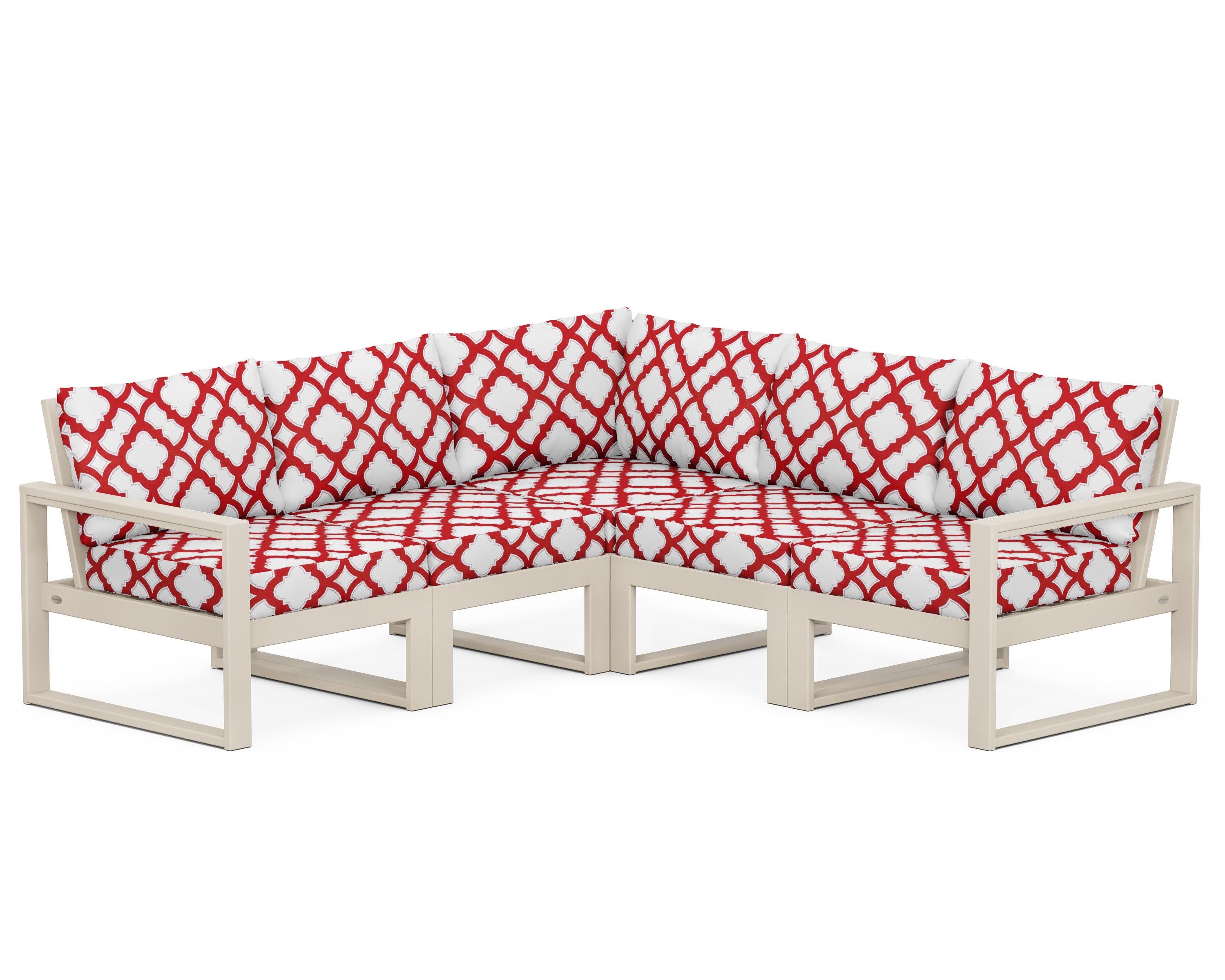 EDGE 5-Piece Modular Deep Seating Set in Sand / Trellis Crimson