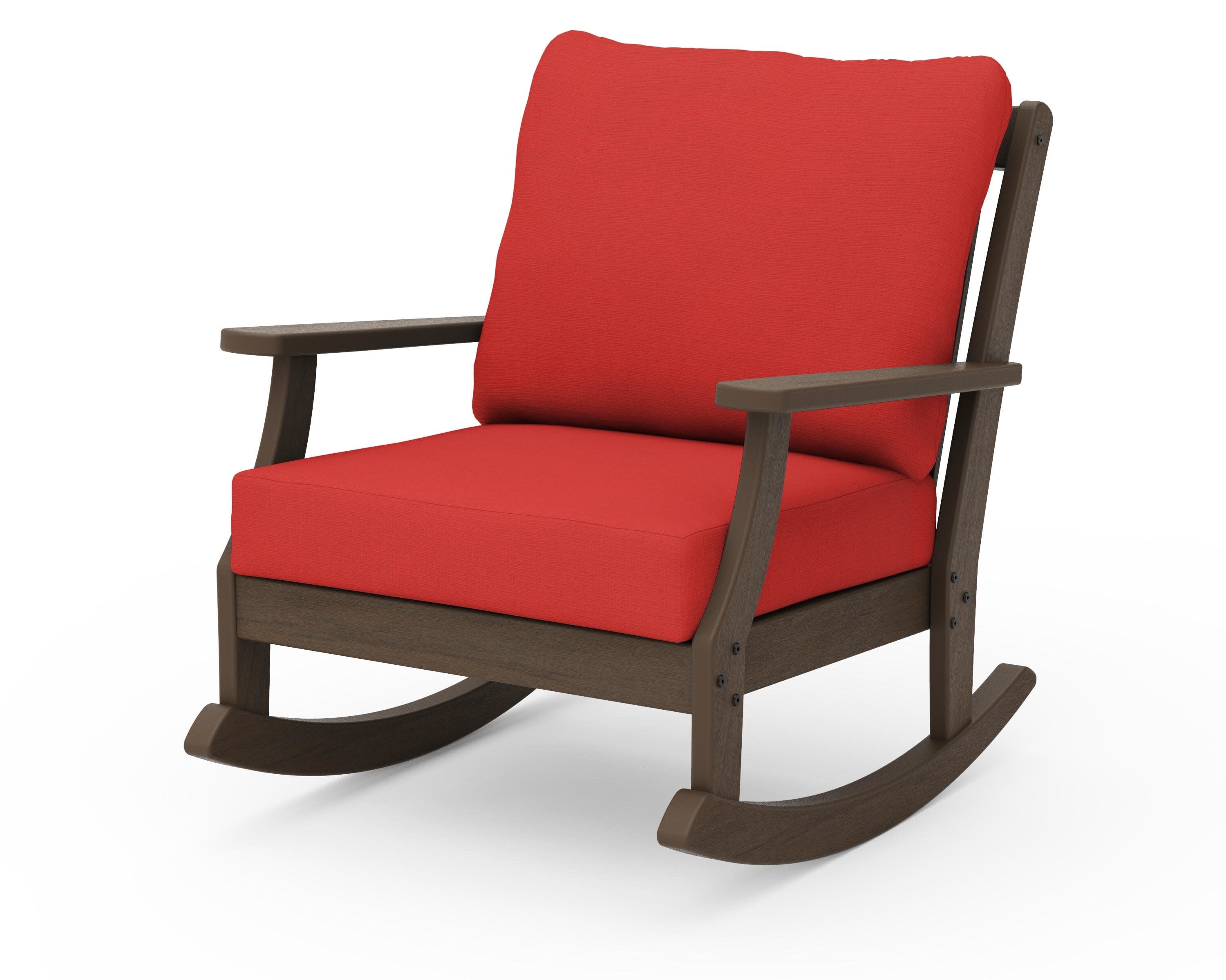Braxton Deep Seating Rocking Chair in Kona / Crimson Linen