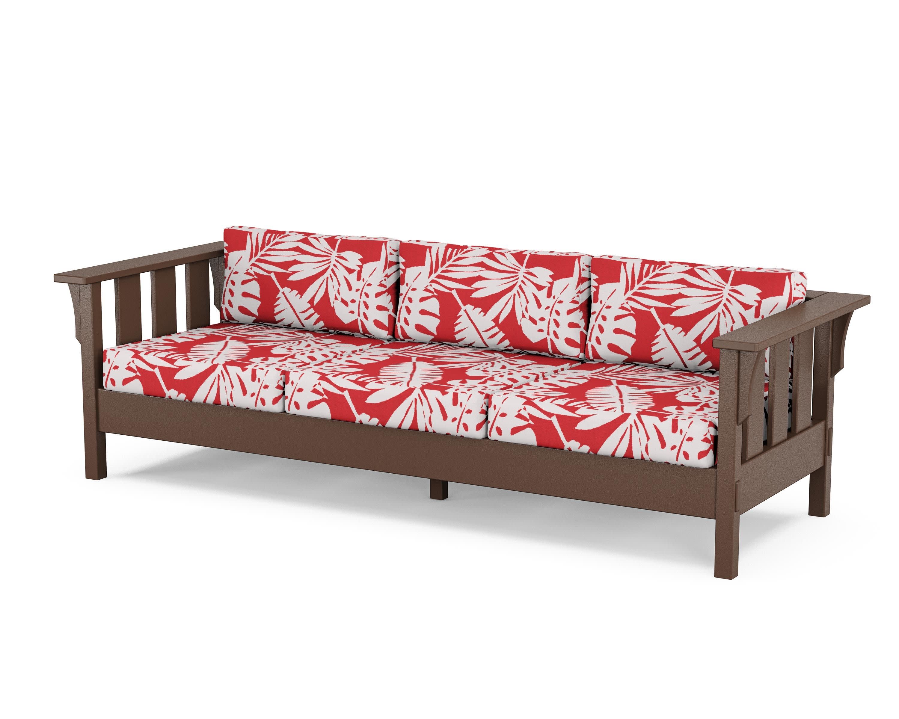 Acadia Deep Seating Sofa in Mahogany / Leaf Crimson