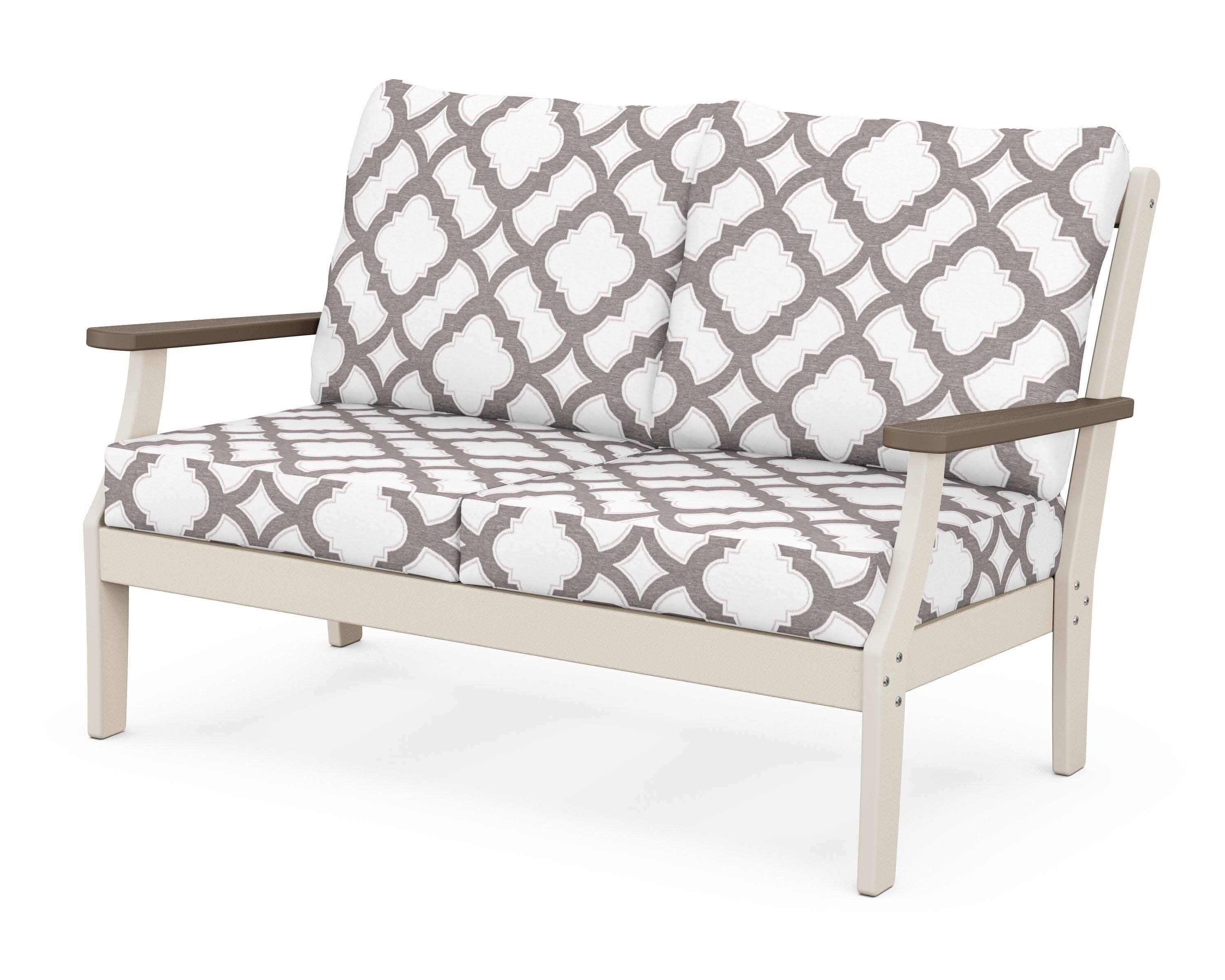 Braxton Deep Seating Loveseat in Sand / Kona / Trellis Grey Mist