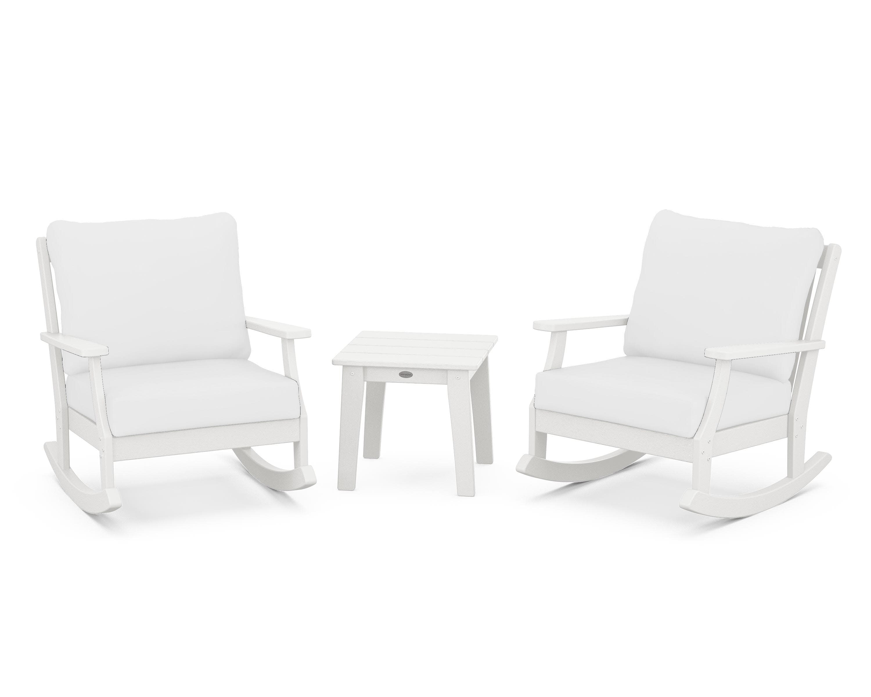 Braxton 3-Piece Deep Seating Rocker Set in Vintage White / Natural
