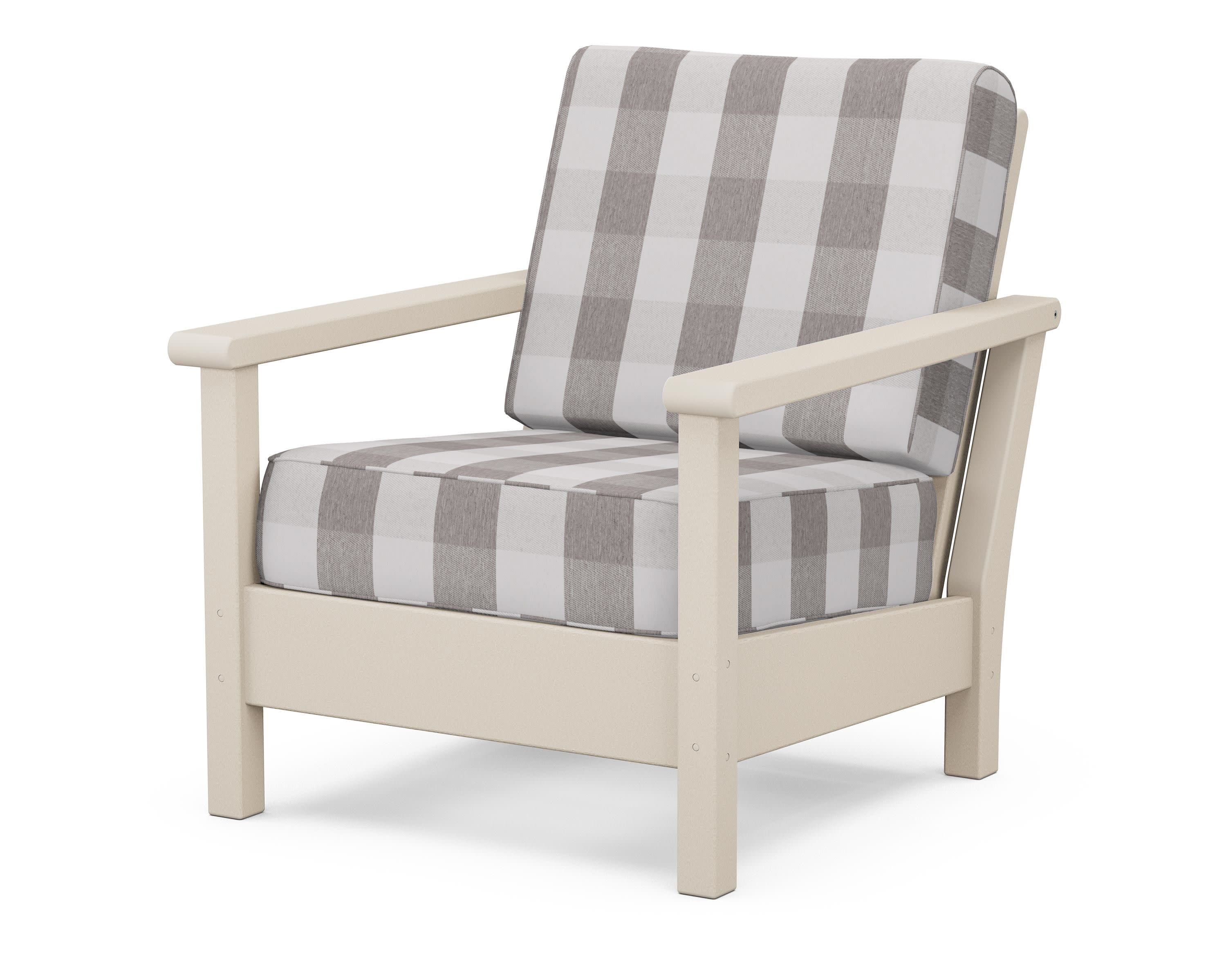 Harbour Deep Seating Chair in Sand / Buffalo Plaid Grey Mist