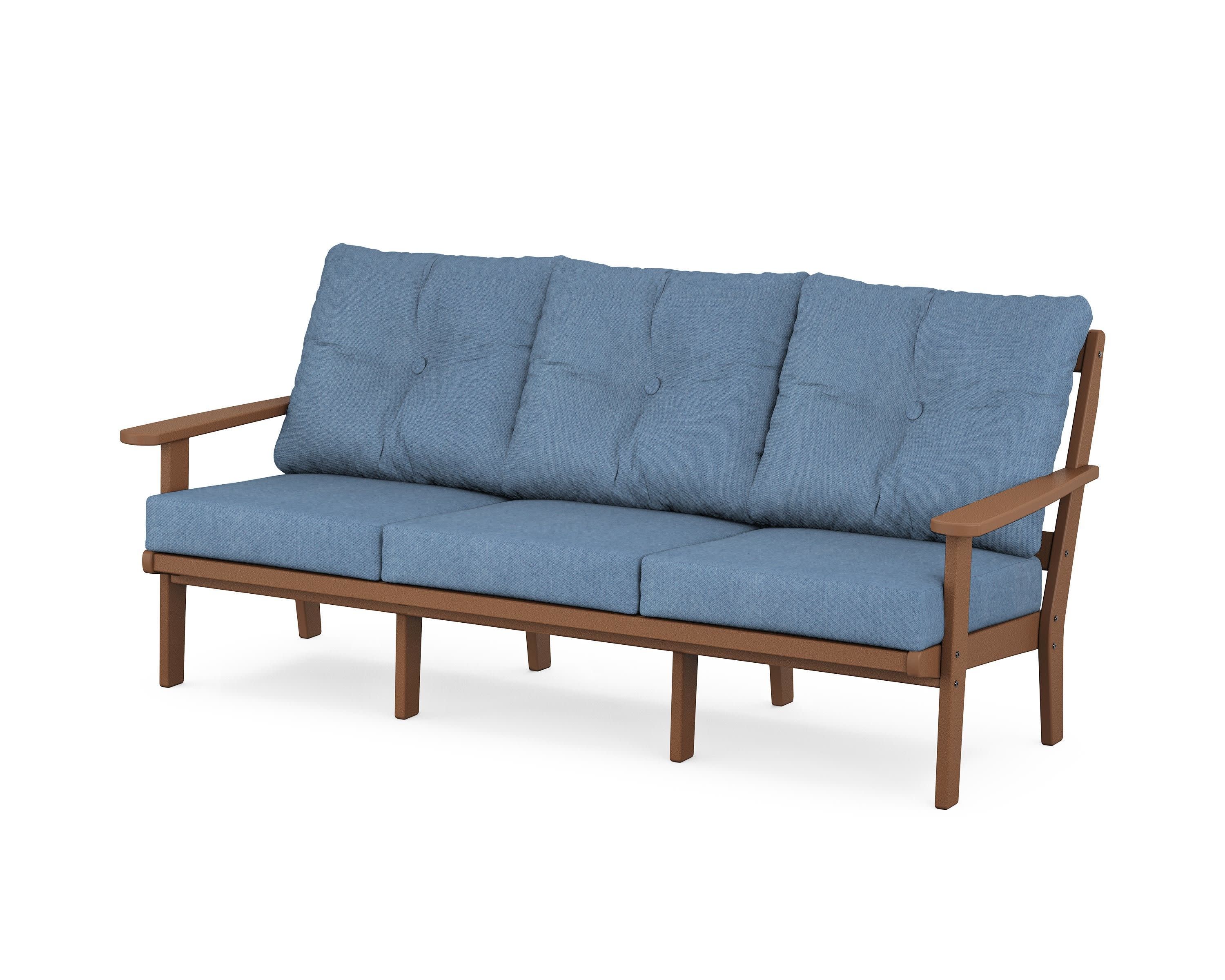 Mission Deep Seating Sofa in Teak / Sky Blue