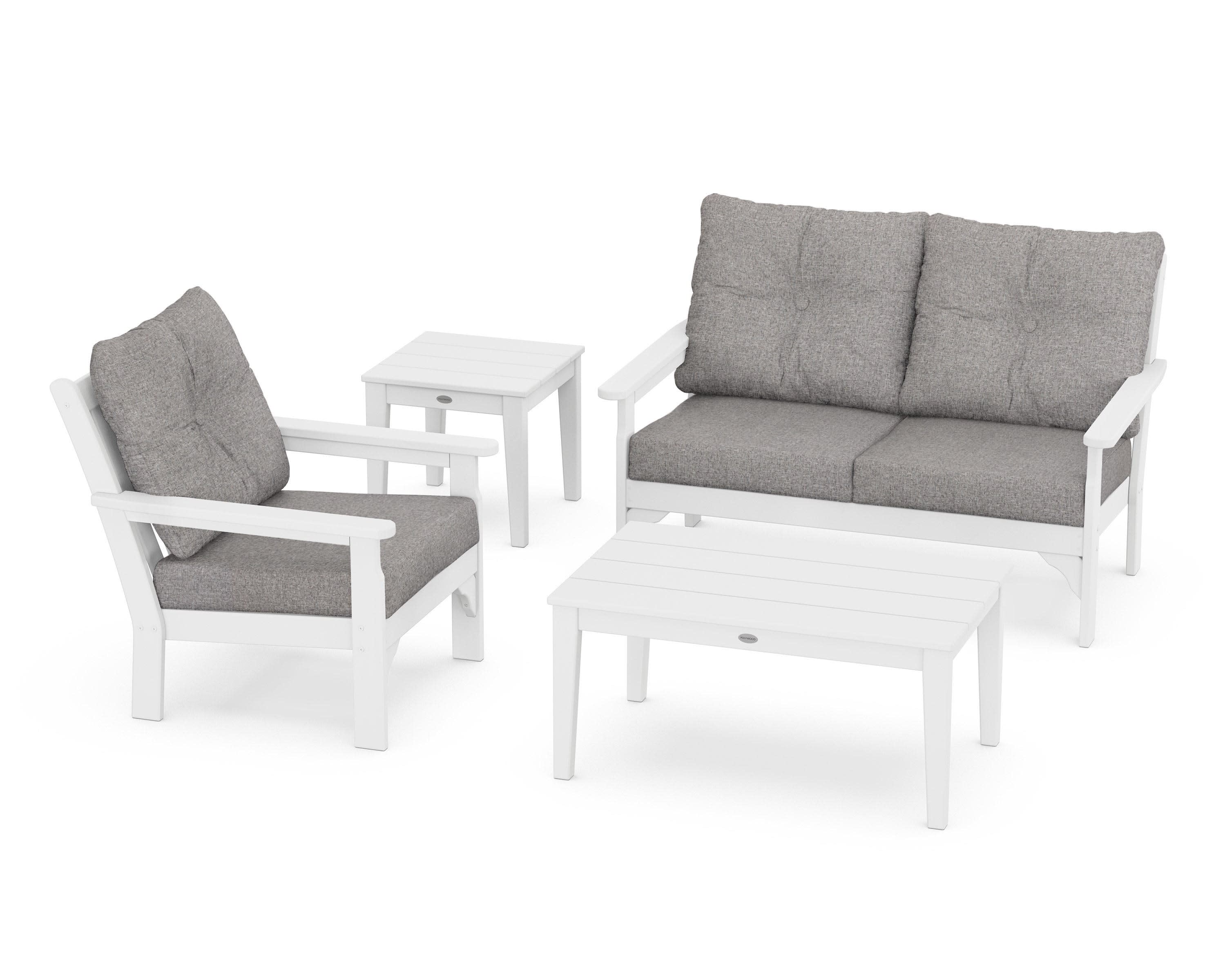 Vineyard 4-Piece Deep Seating Set in White / Grey Mist