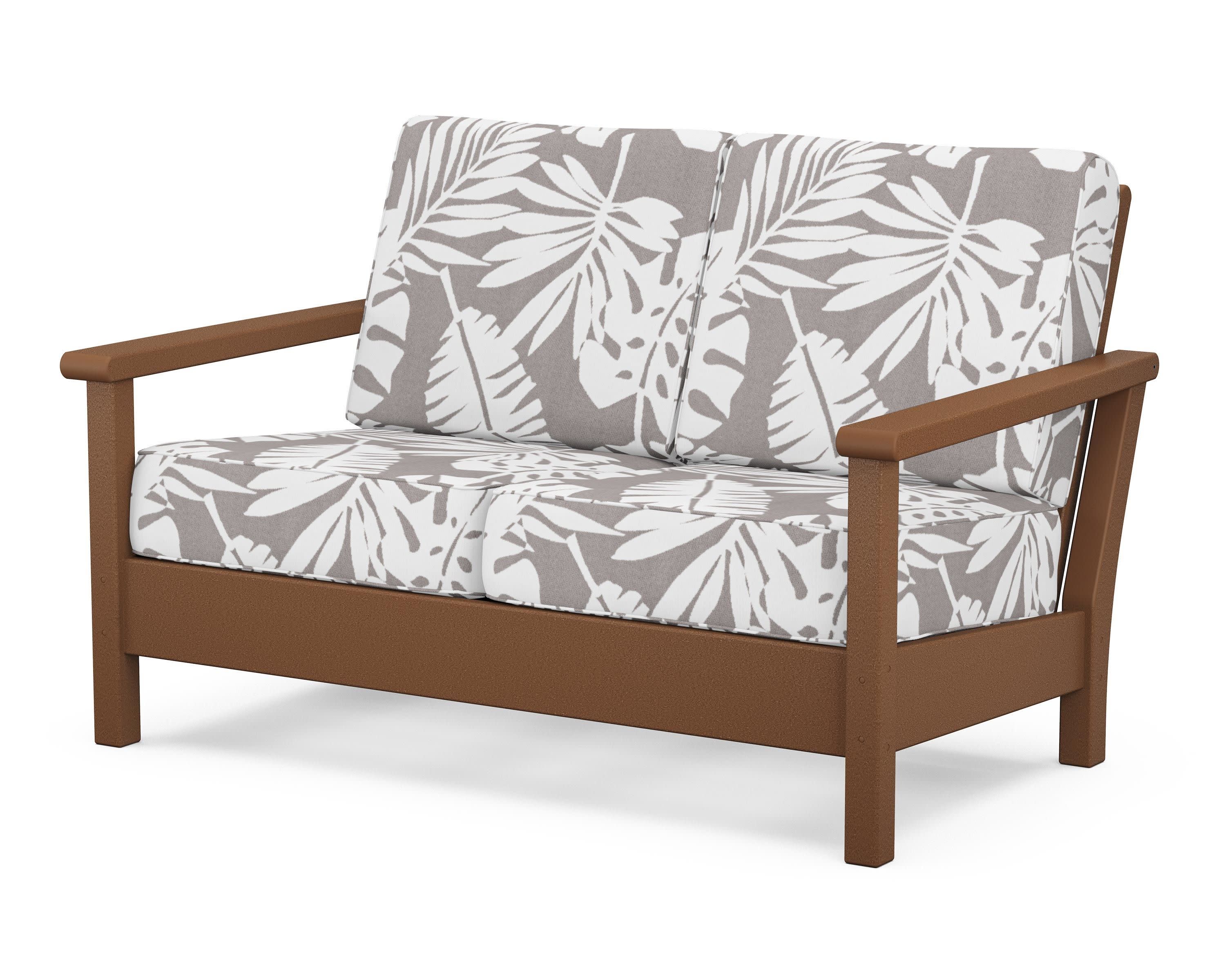 Harbour Deep Seating Loveseat in Teak / Leaf Grey Mist