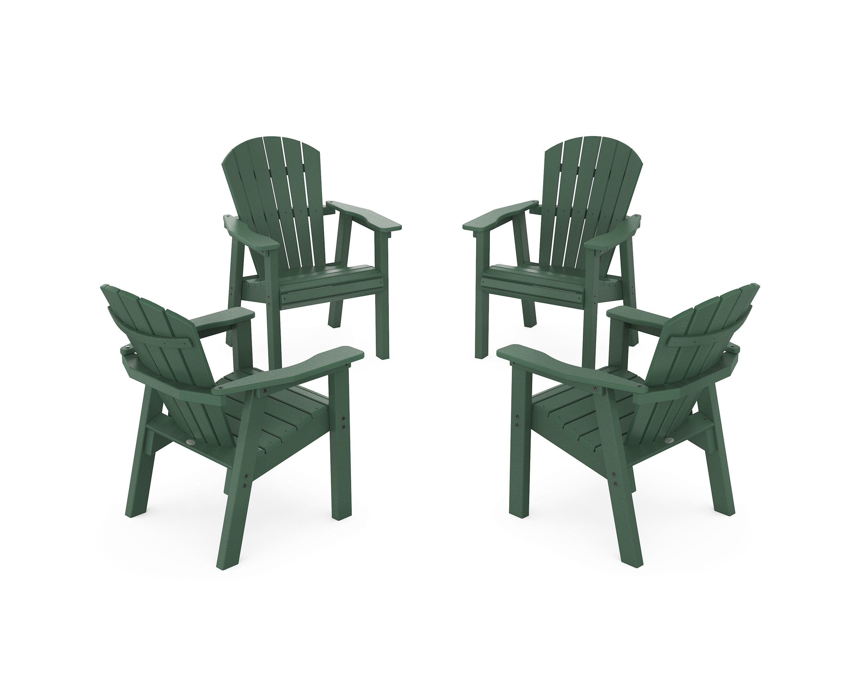 Seashell 4-Piece Upright Adirondack Conversation Set in Green