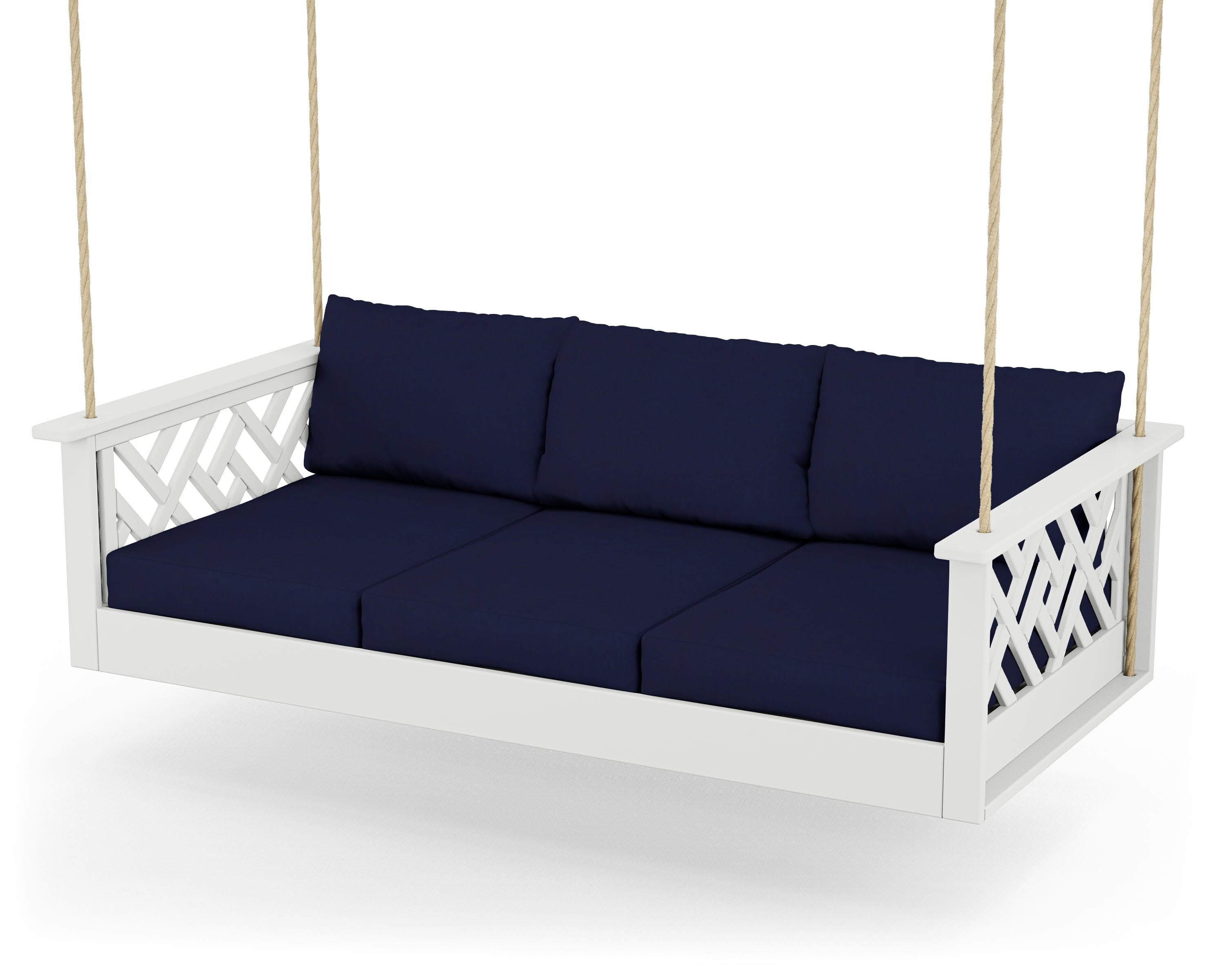 Chippendale Daybed Swing in White / Navy