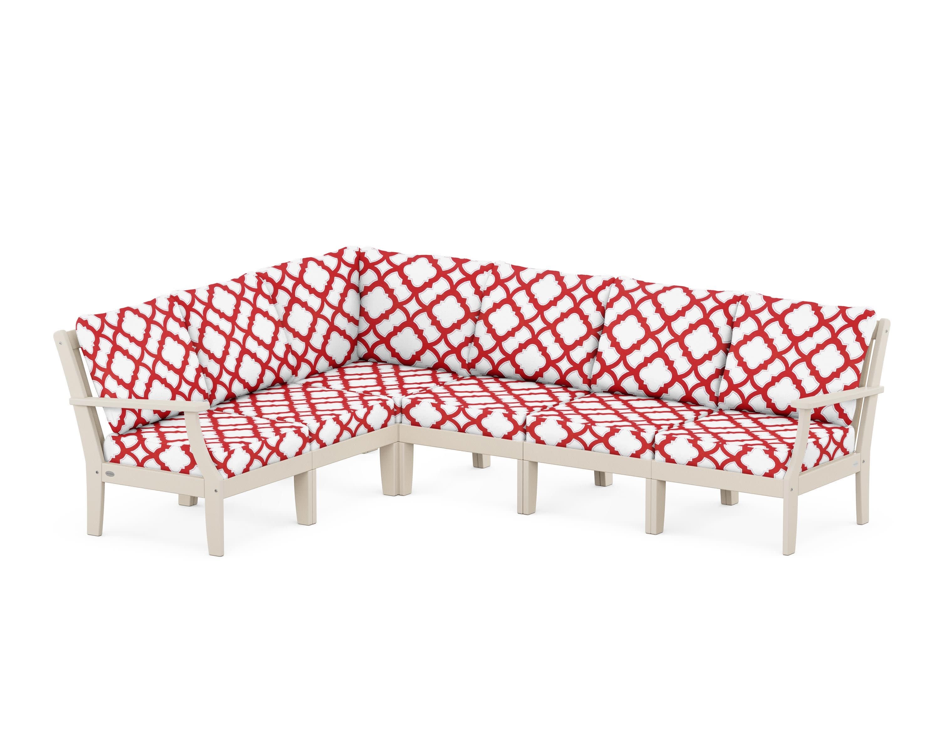 Braxton Modular 6-Piece Deep Seating Set in Sand / Trellis Crimson