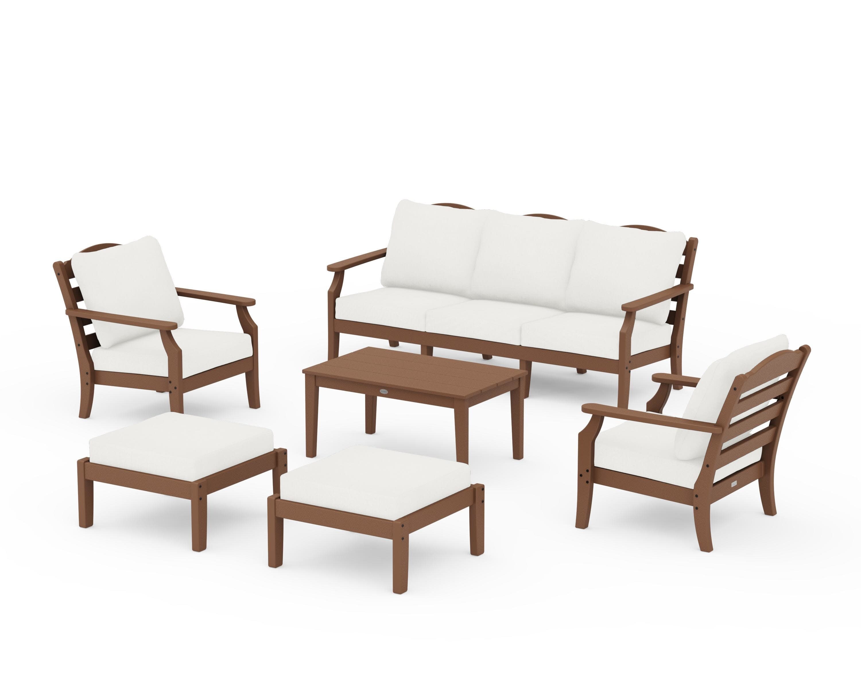 Savannah 6-Piece Lounge Sofa Set in Teak / Natural Linen