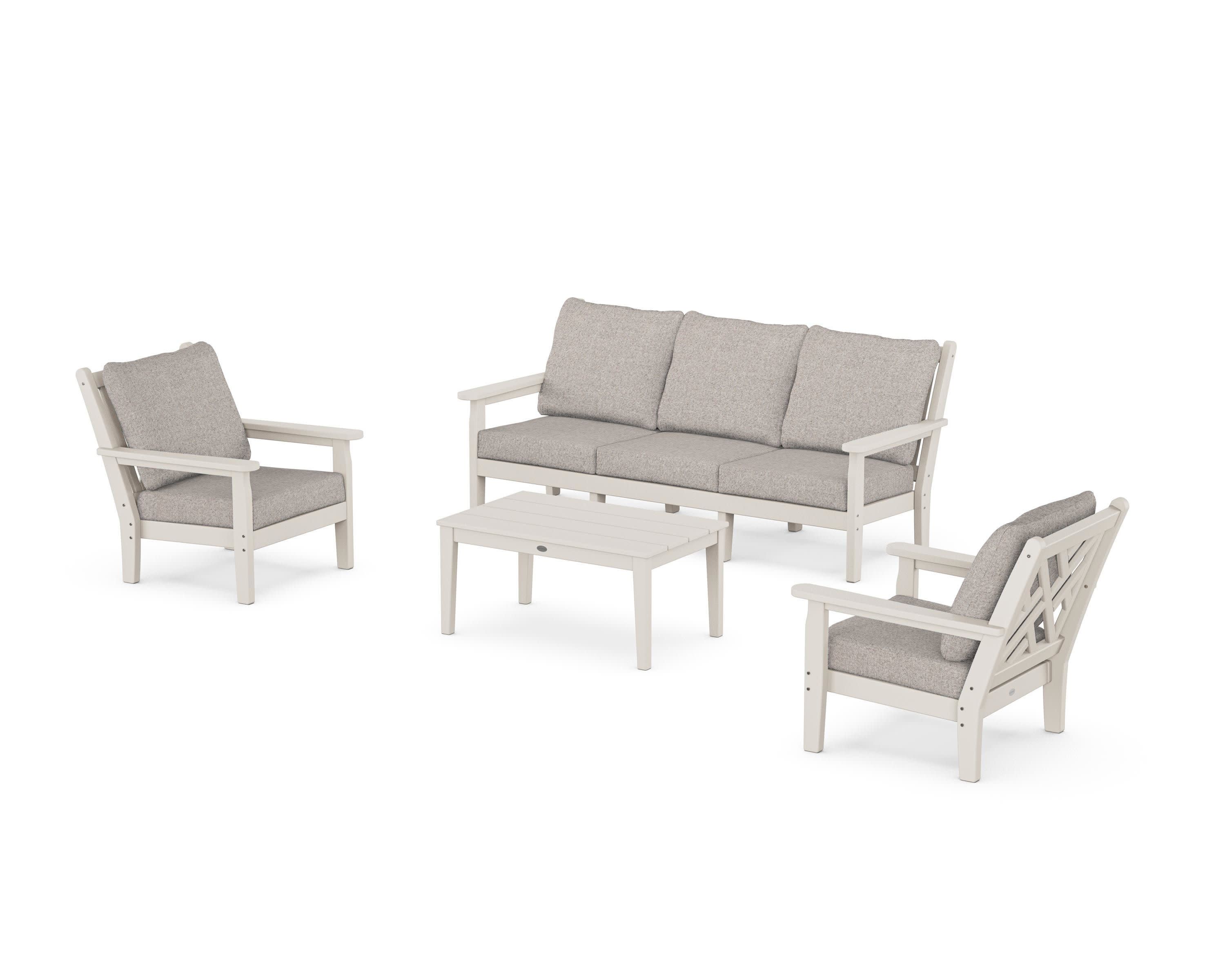 Chippendale 4-Piece Deep Seating Set with Sofa in Sand / Weathered Tweed