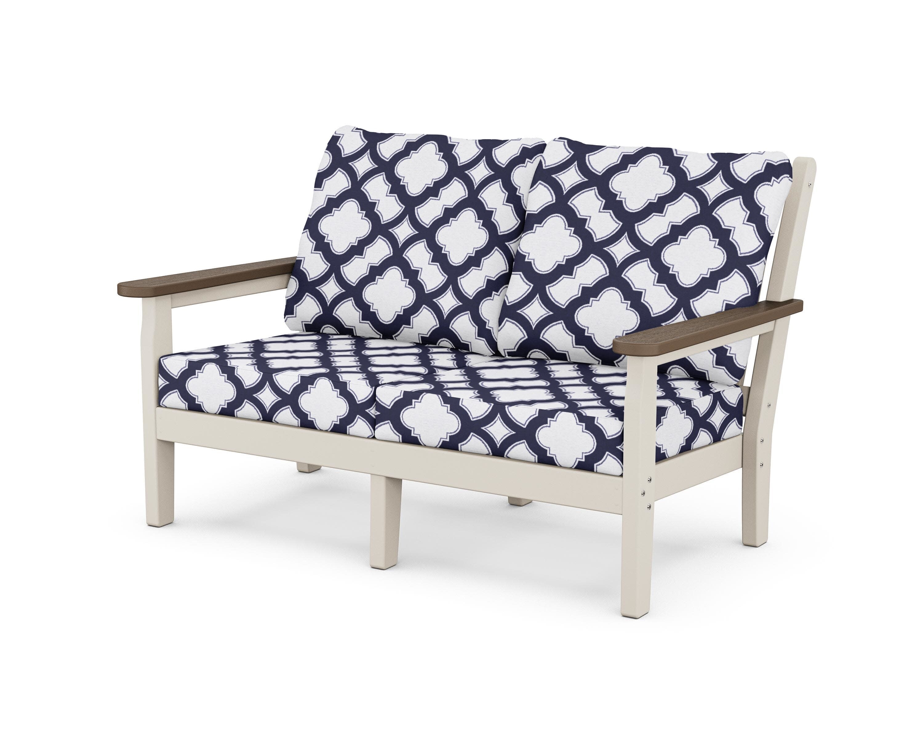 Chippendale Deep Seating Loveseat in Sand / Kona / Trellis Navy