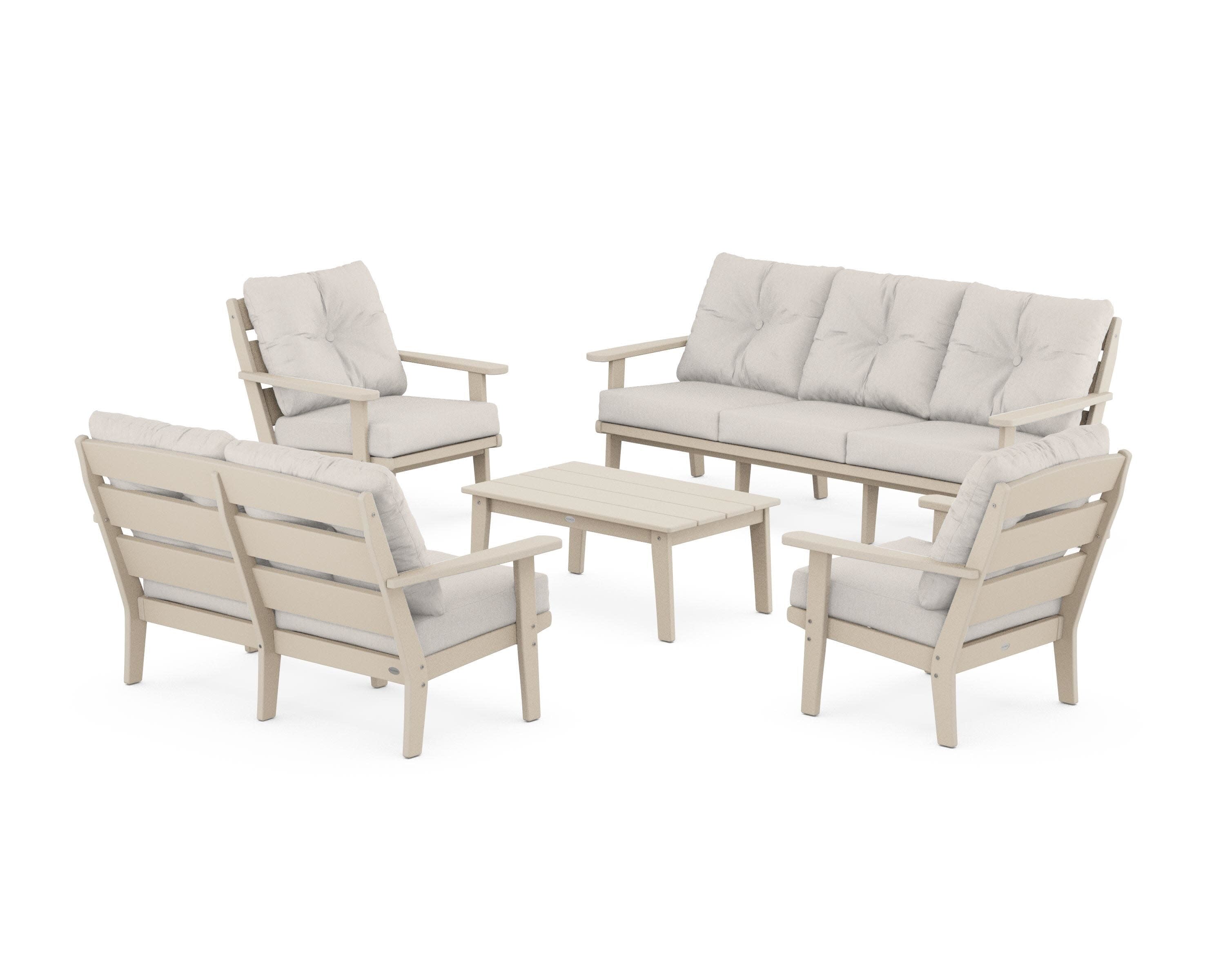 Lakeside 5-Piece Lounge Sofa Set in Sand / Cast Ash