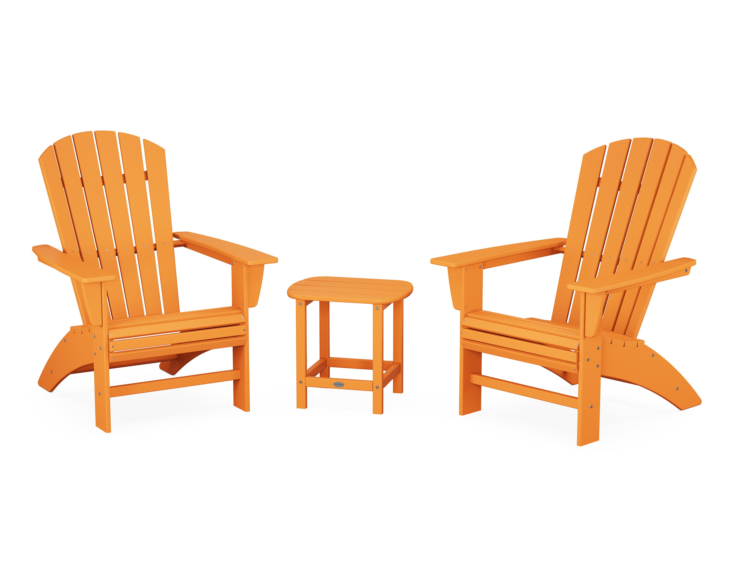 Nautical 3-Piece Curveback Adirondack Set in Tangerine