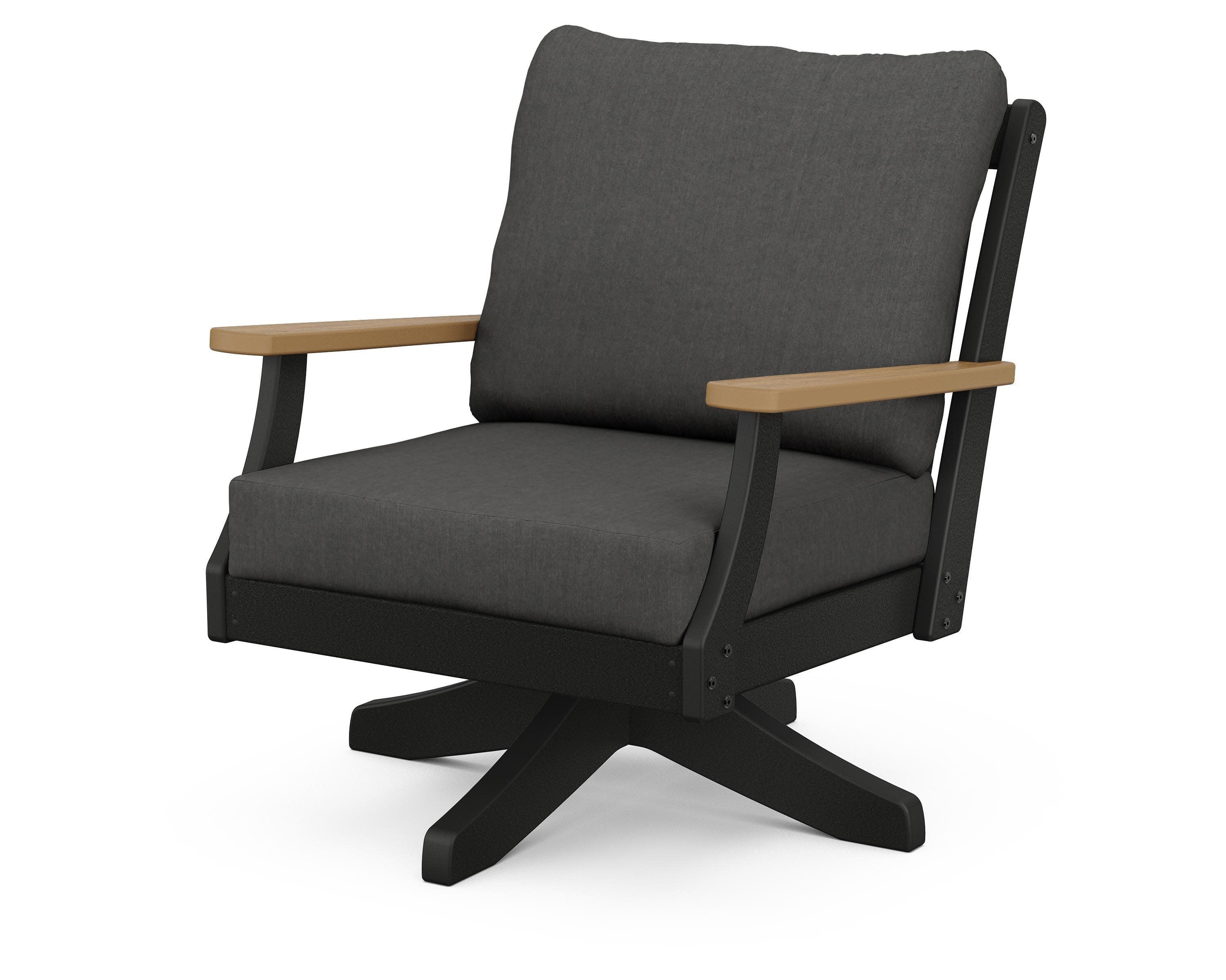 Braxton Deep Seating Swivel Chair in Black / Natural / Spectrum Carbon