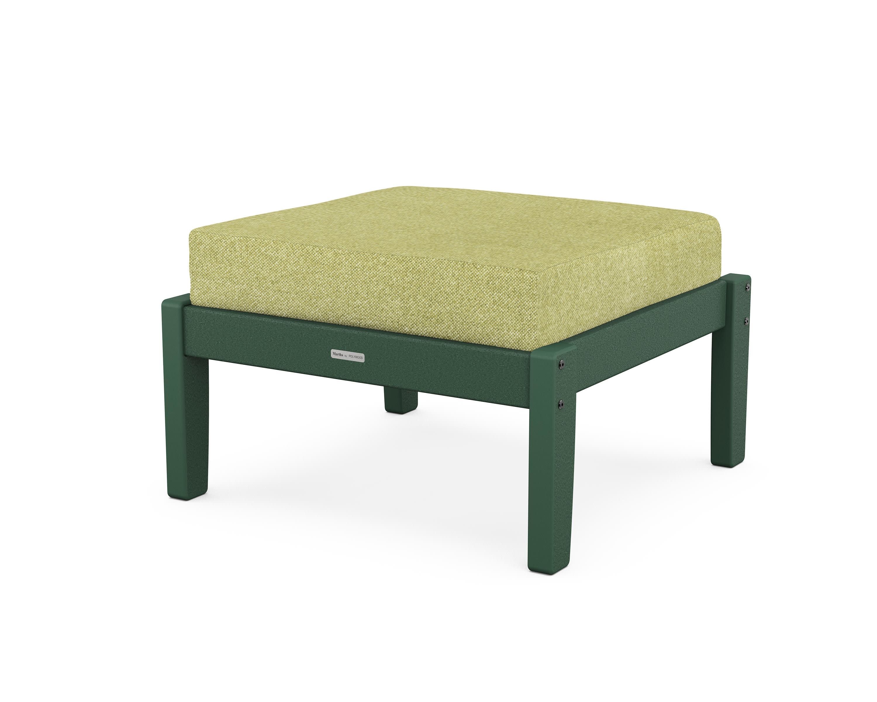 Chinoiserie Deep Seating Ottoman in Green / Chartreuse Boucle