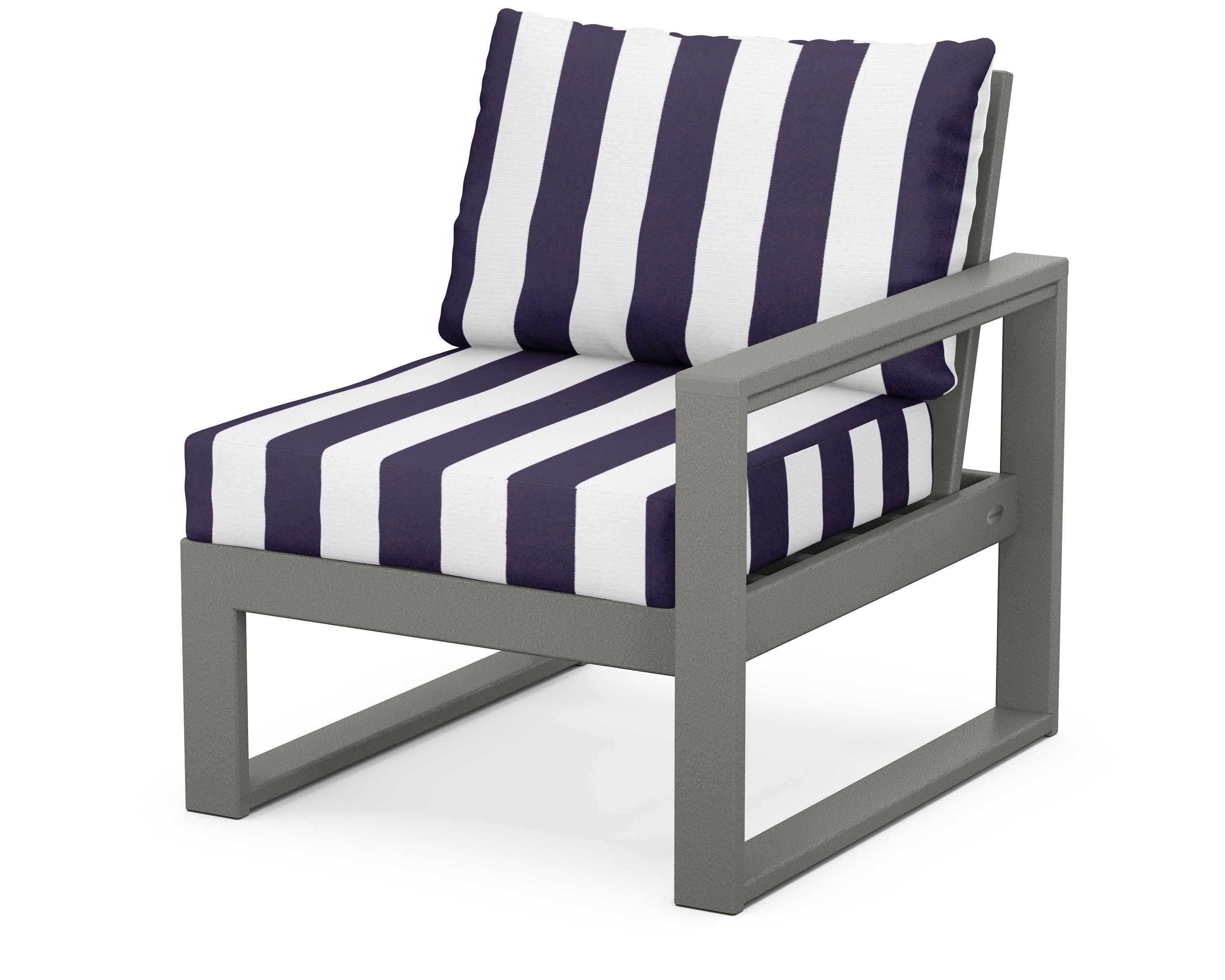 EDGE Modular Right Arm Chair in Slate Grey / Cabana Stripe Navy