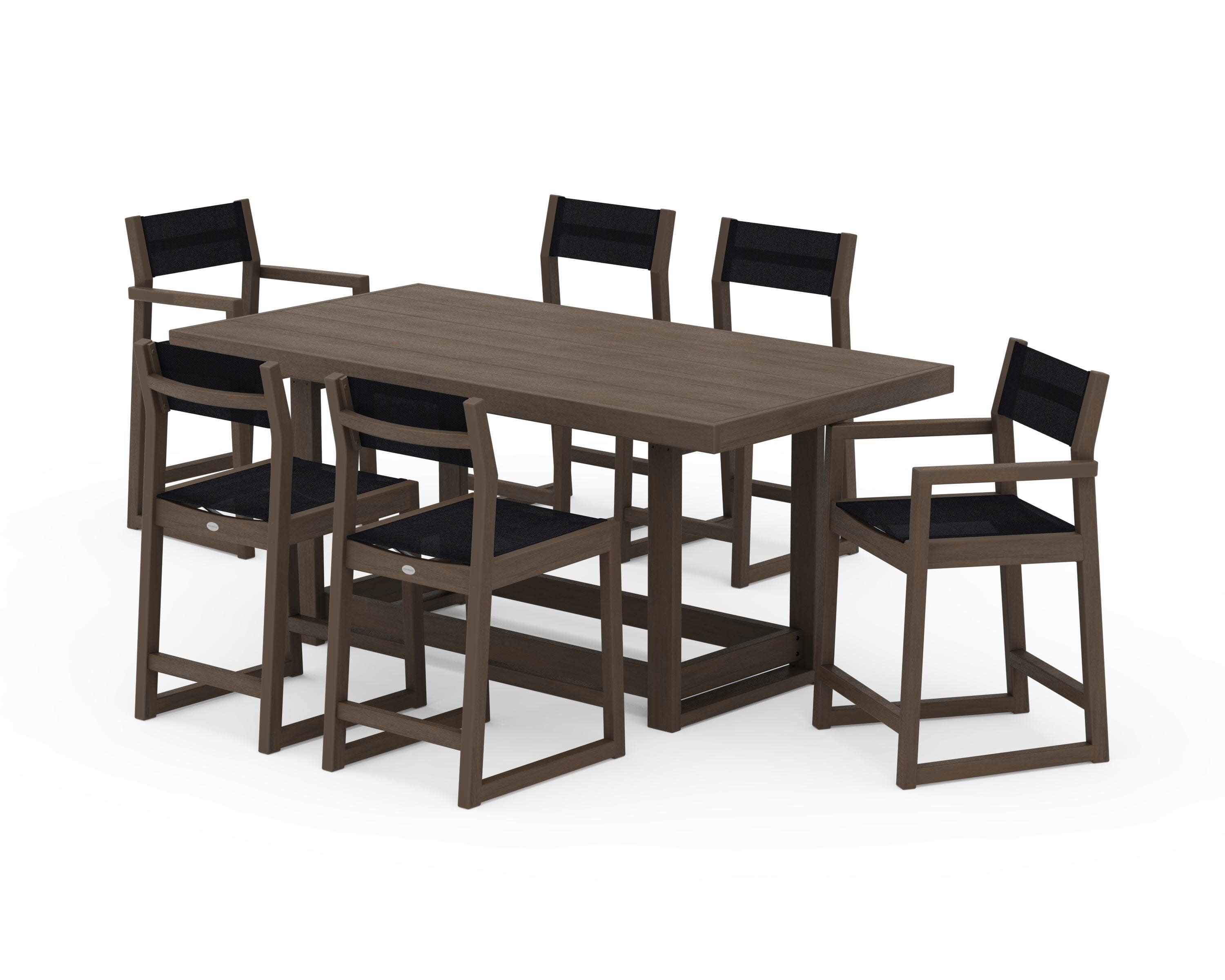EDGE Sling 7-Piece Counter Table Set in Kona / Black Sling