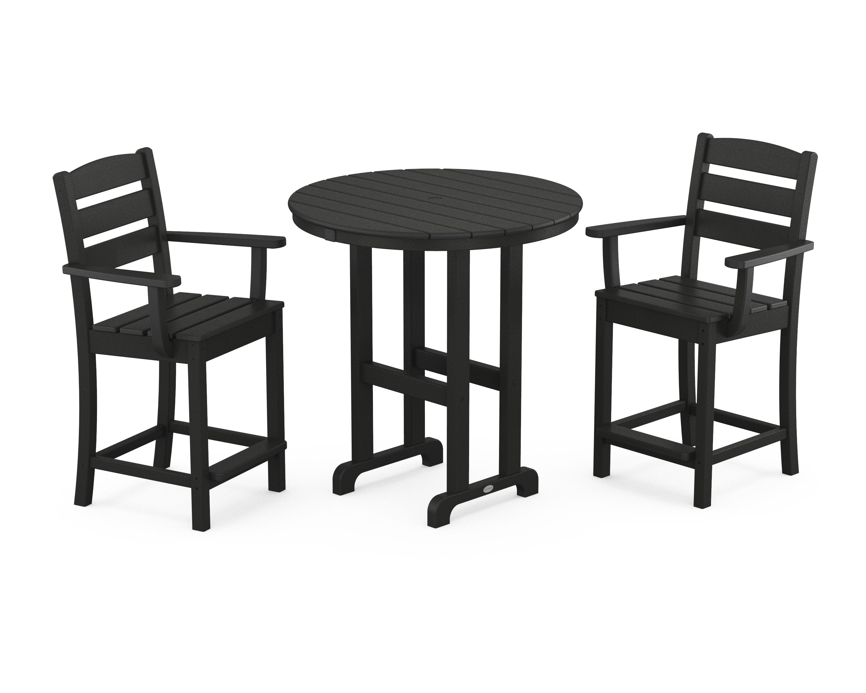 Lakeside 3-Piece Round Farmhouse Arm Chair Counter  Set in Black