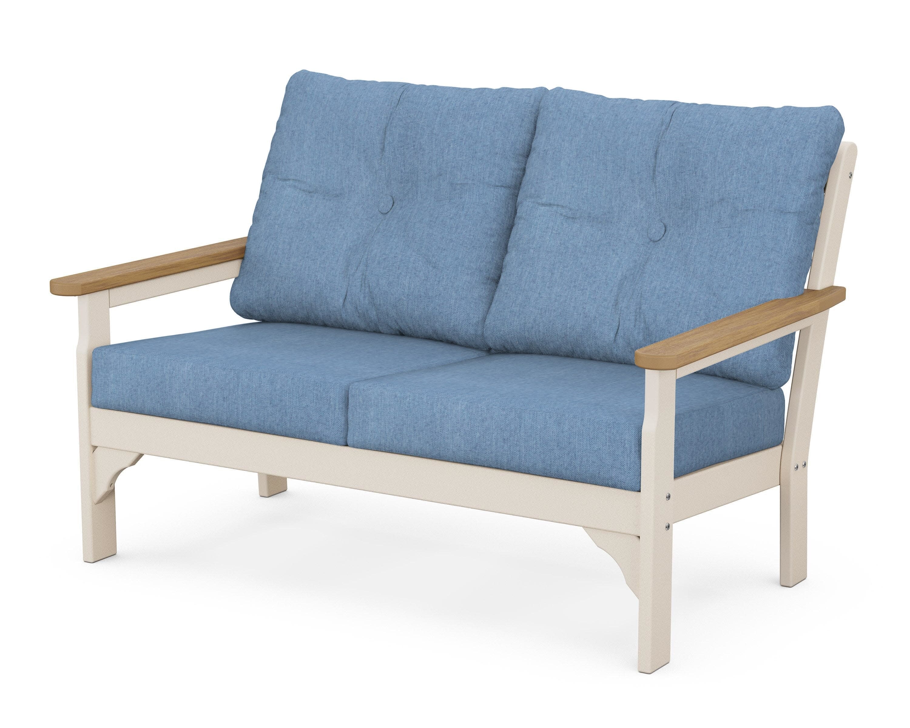 Vineyard Deep Seating Loveseat in Sand / Natural / Sky Blue