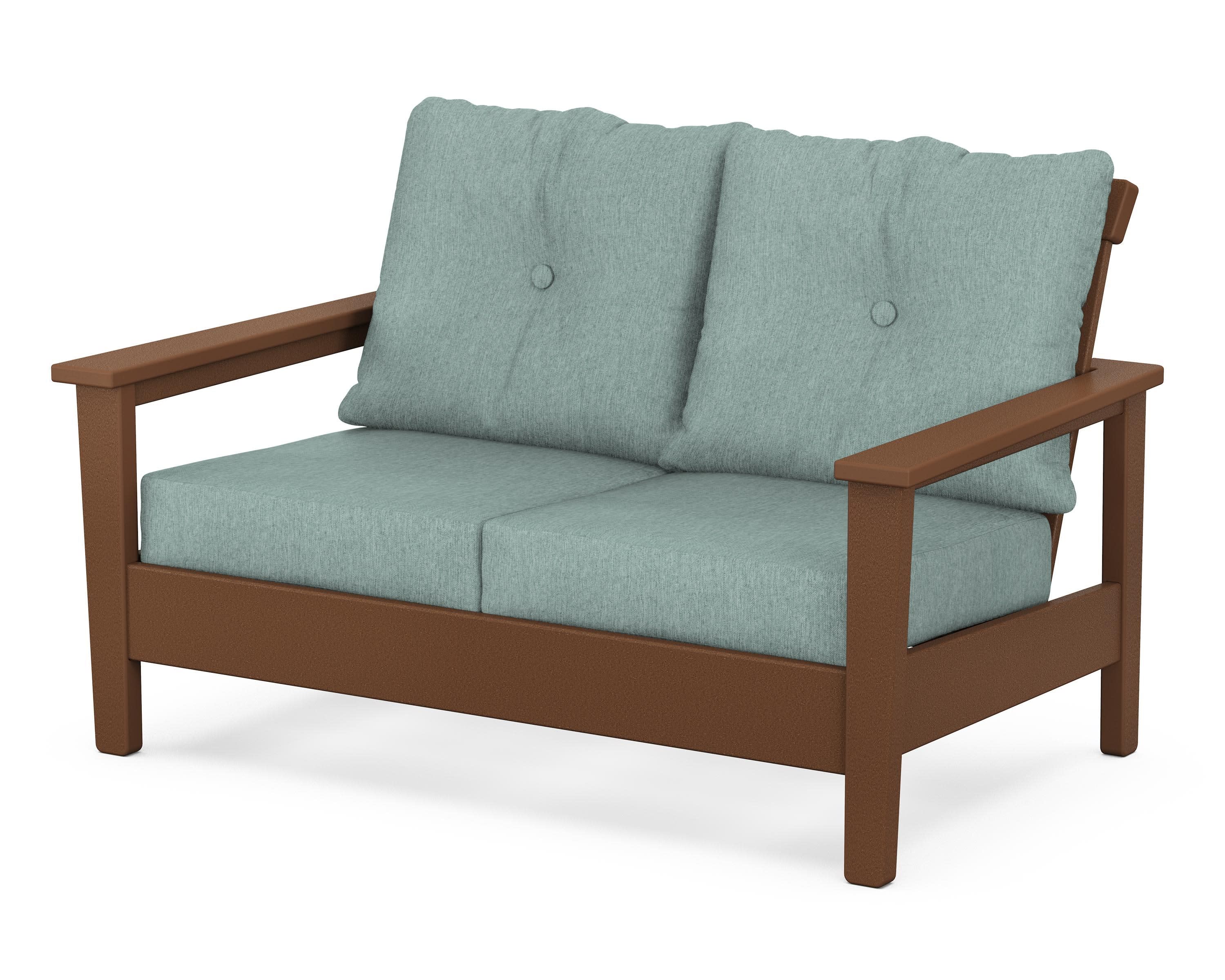 Prescott Deep Seating Loveseat in Teak / Glacier Spa