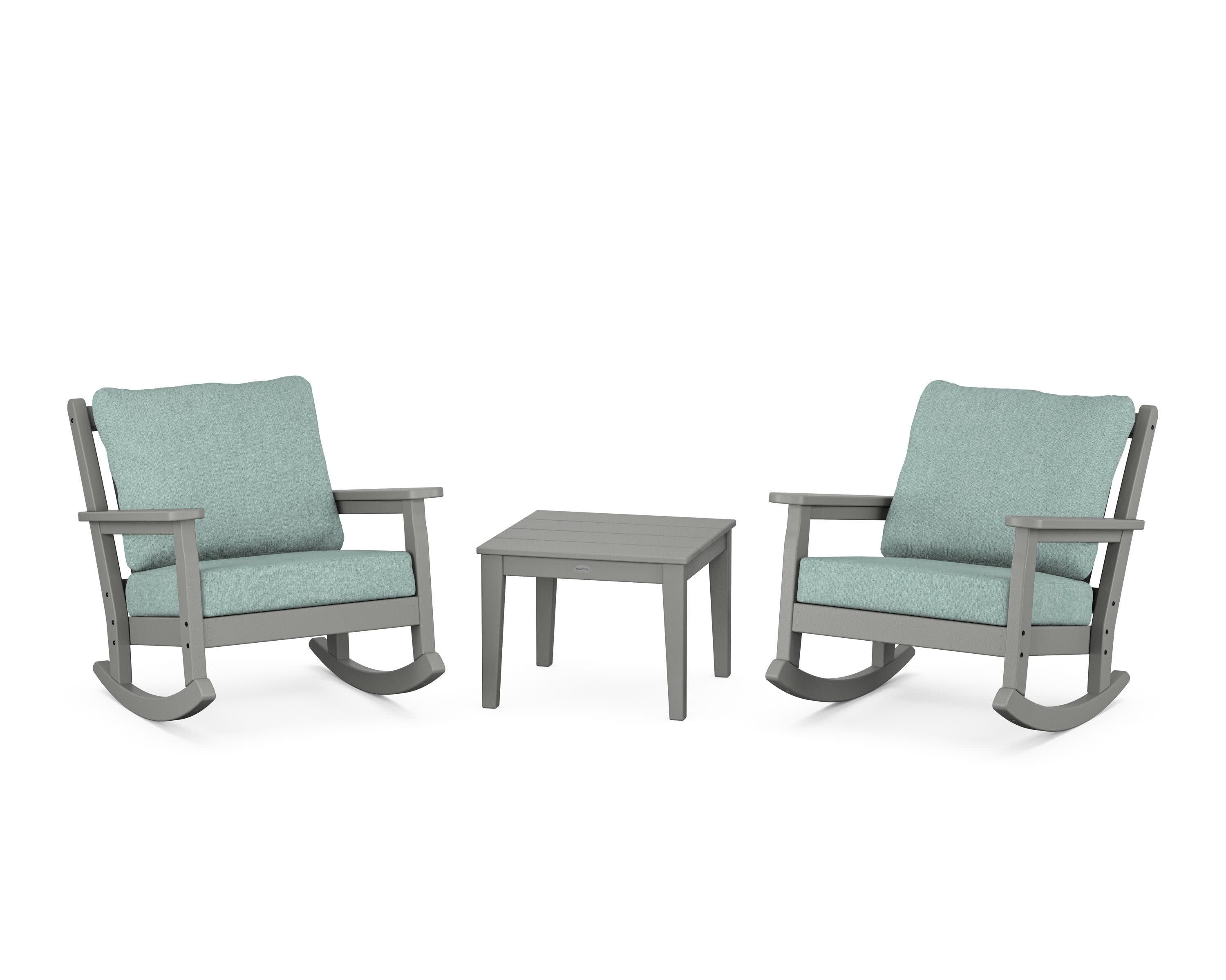 Chippendale 3-Piece Deep Seating Rocker Set in Slate Grey / Glacier Spa