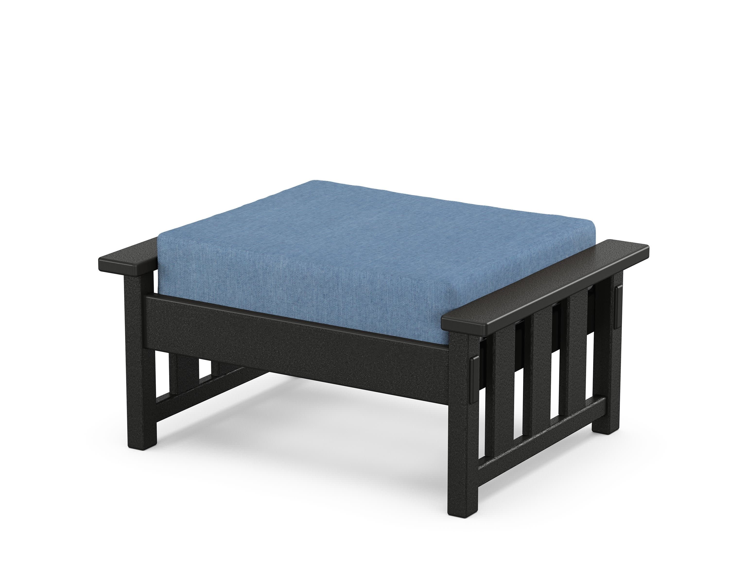 Acadia Deep Seating Ottoman in Black / Sky Blue