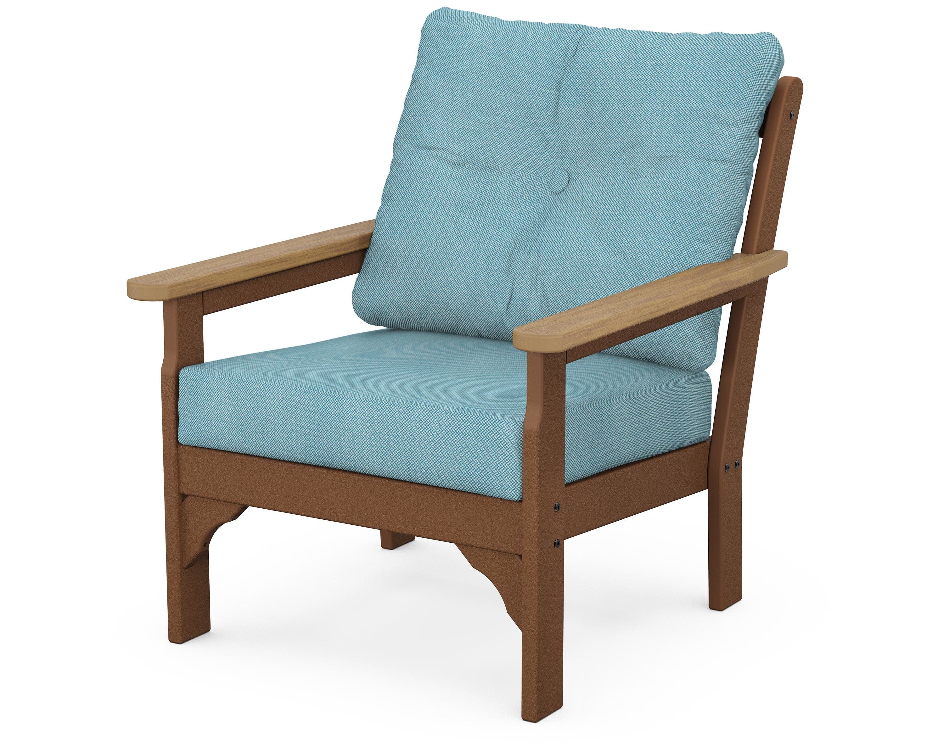 Vineyard Deep Seating Chair in Teak / Natural / Lattice Sky Blue
