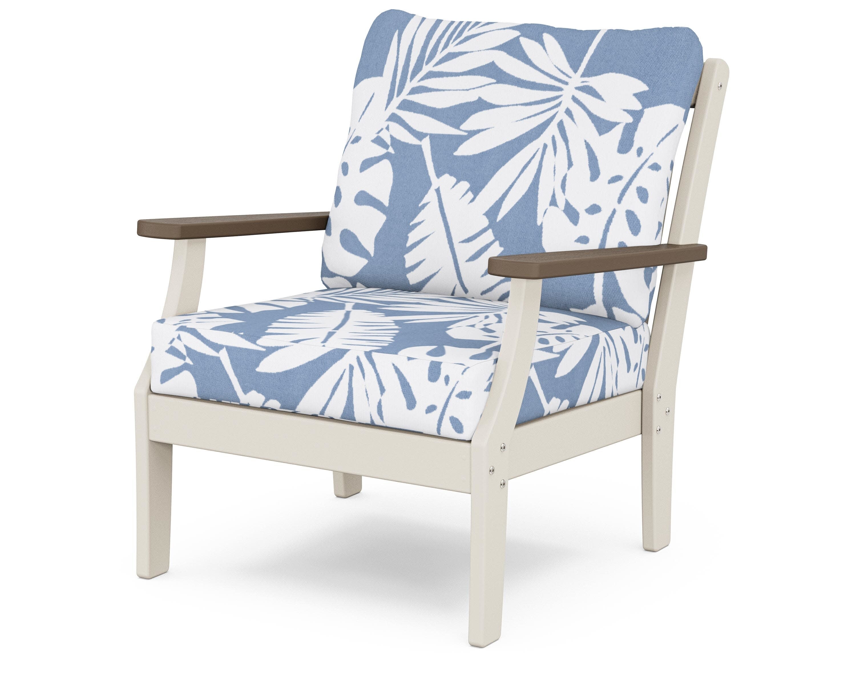 Braxton Deep Seating Chair in Sand / Kona / Leaf Sky Blue
