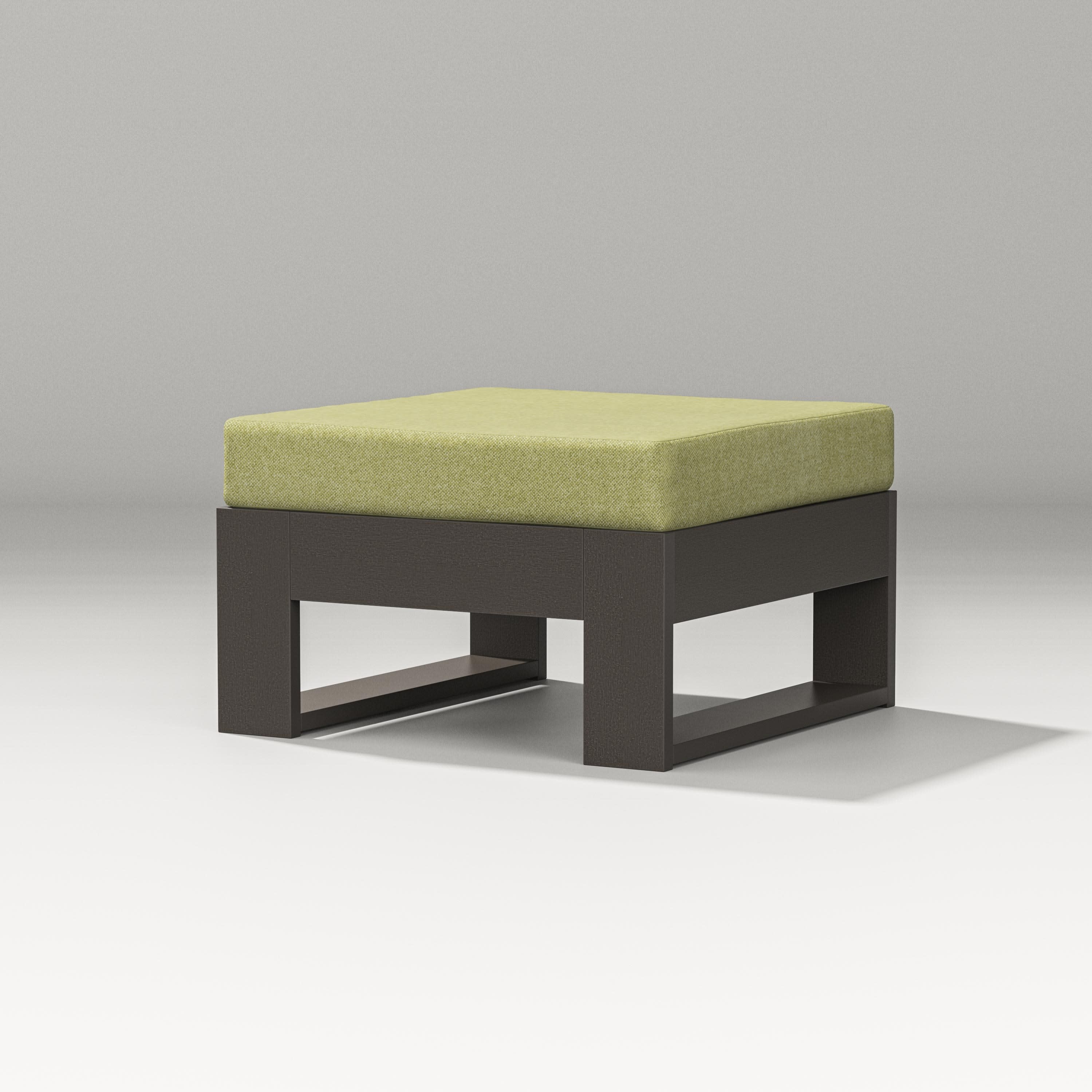 Latitude Lounge Ottoman in Vintage Coffee / Chartreuse Boucle