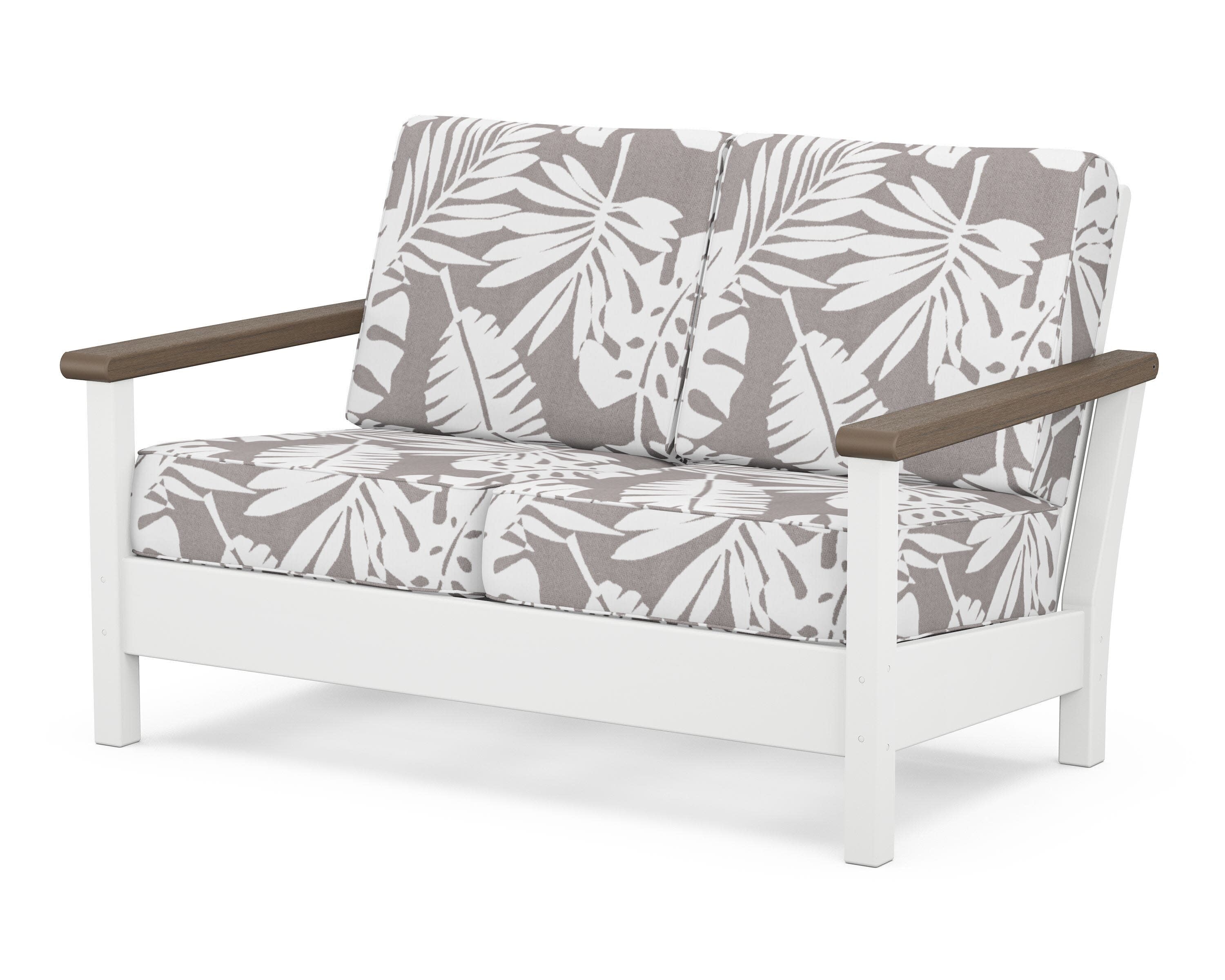 Harbour Deep Seating Loveseat in White / Kona / Leaf Grey Mist