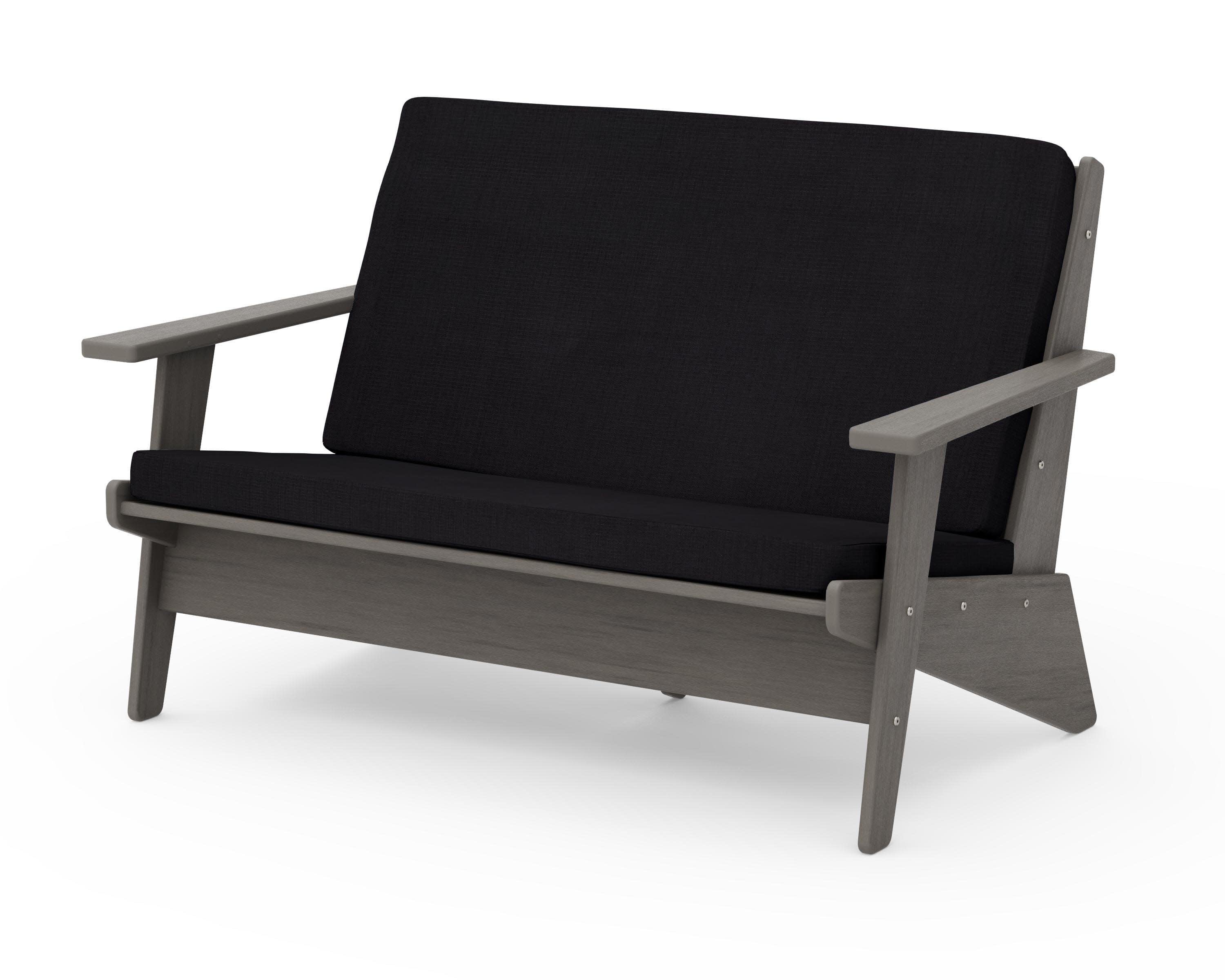 Riviera Modern Lounge Loveseat in Driftwood / Midnight Linen