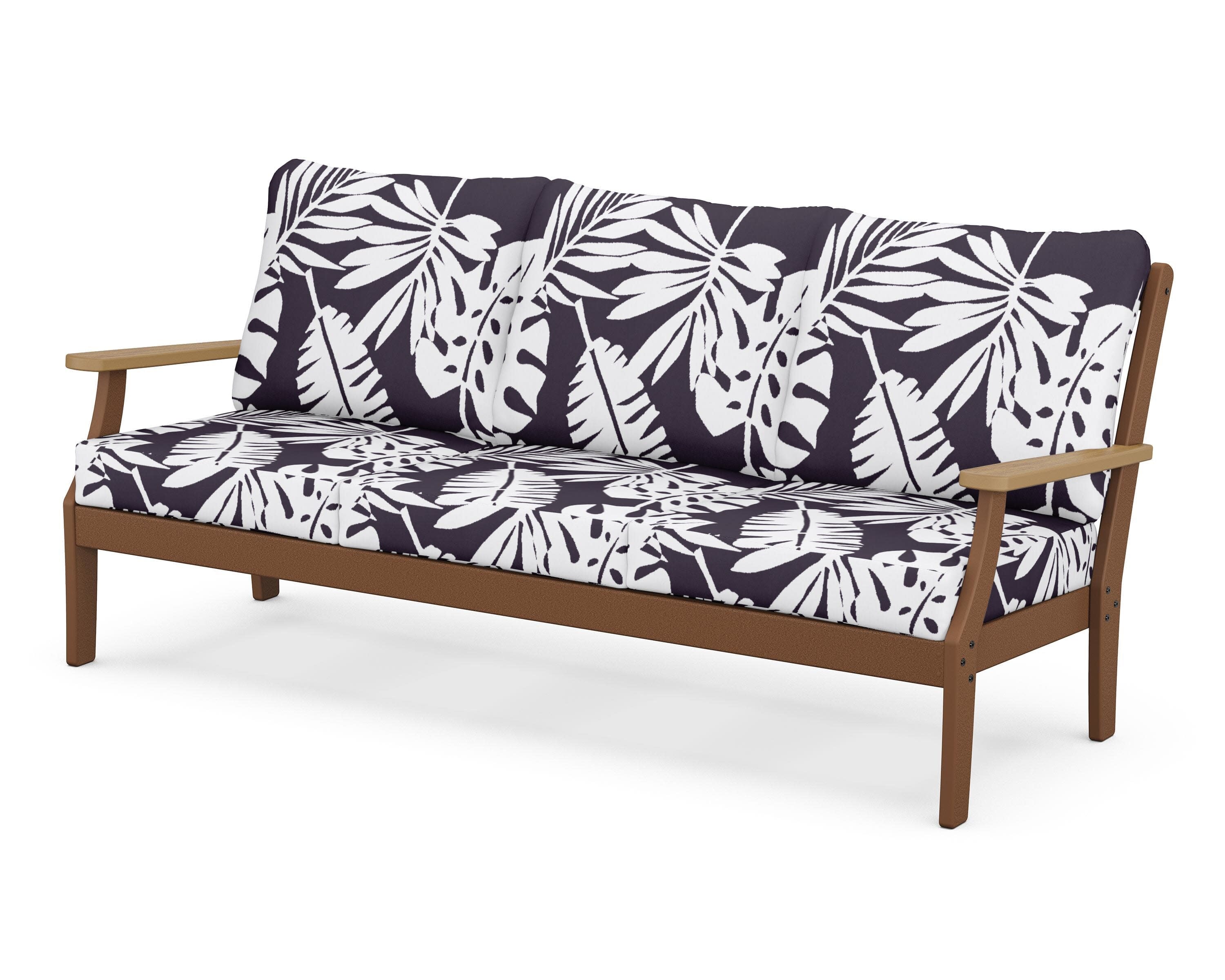 Braxton Deep Seating Sofa in Teak / Natural / Leaf Navy