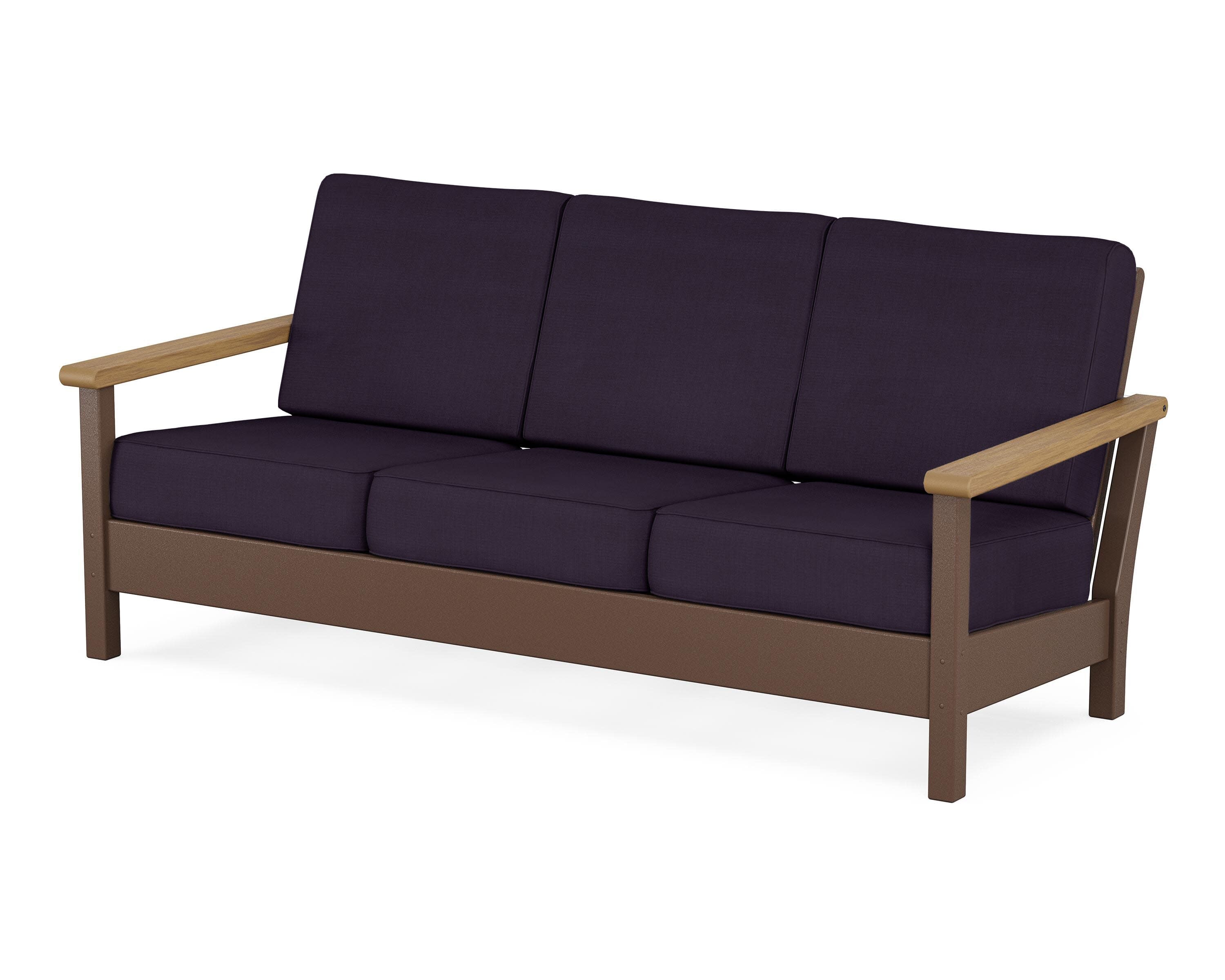 Harbour Deep Seating Sofa in Mahogany / Natural / Navy Linen