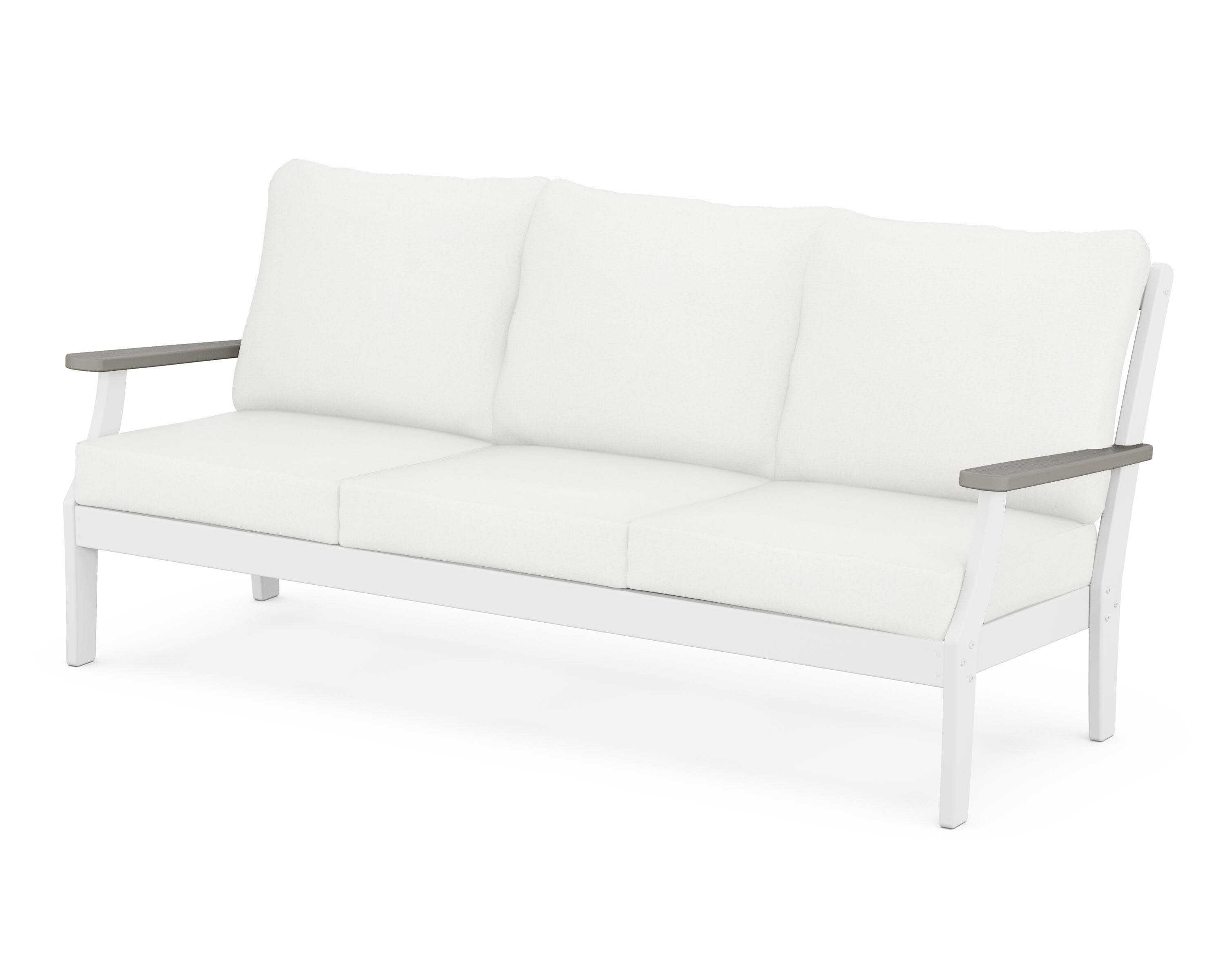 Braxton Deep Seating Sofa in White / Driftwood / Natural Linen