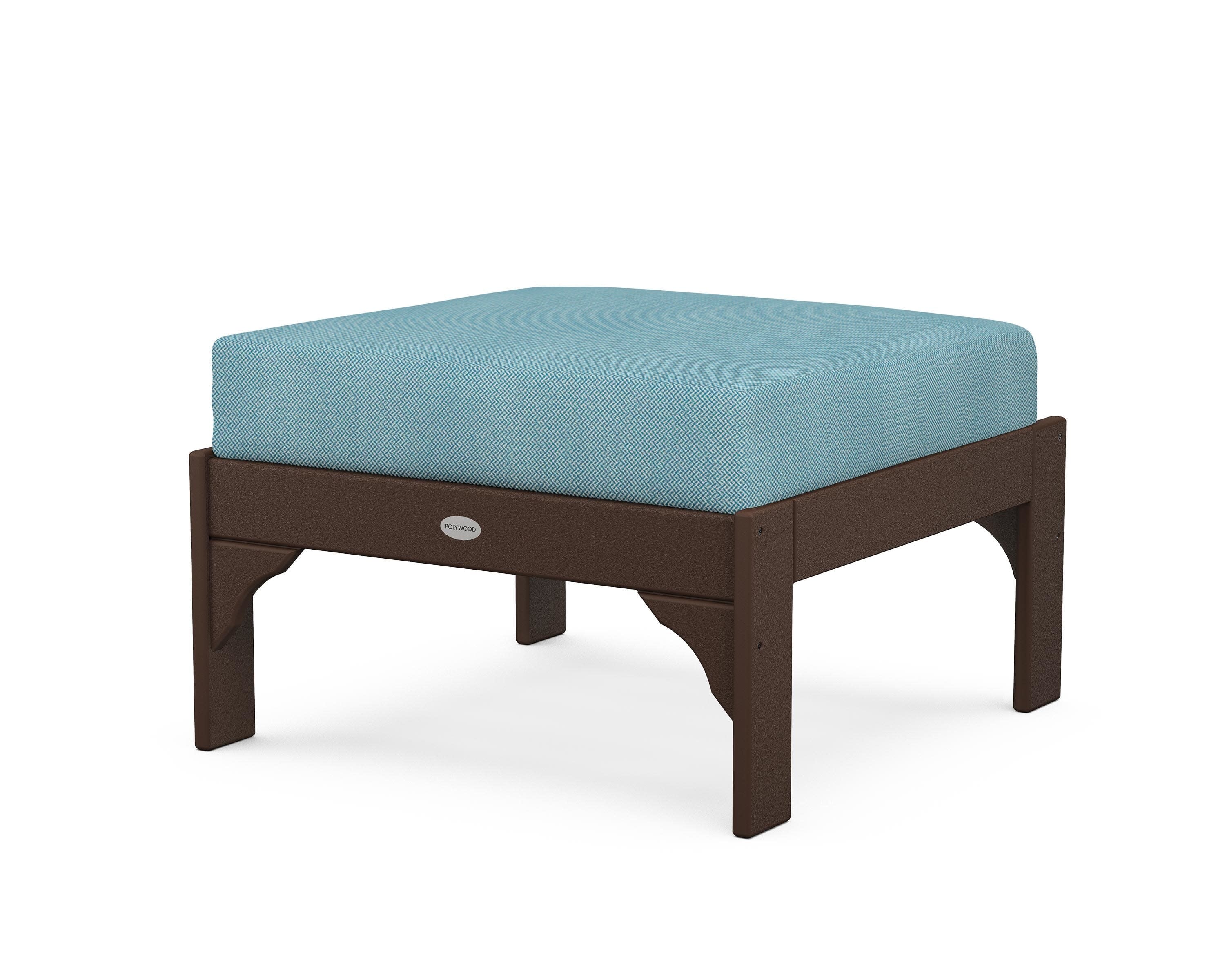 Vineyard Deep Seating Ottoman in Mahogany / Lattice Sky Blue