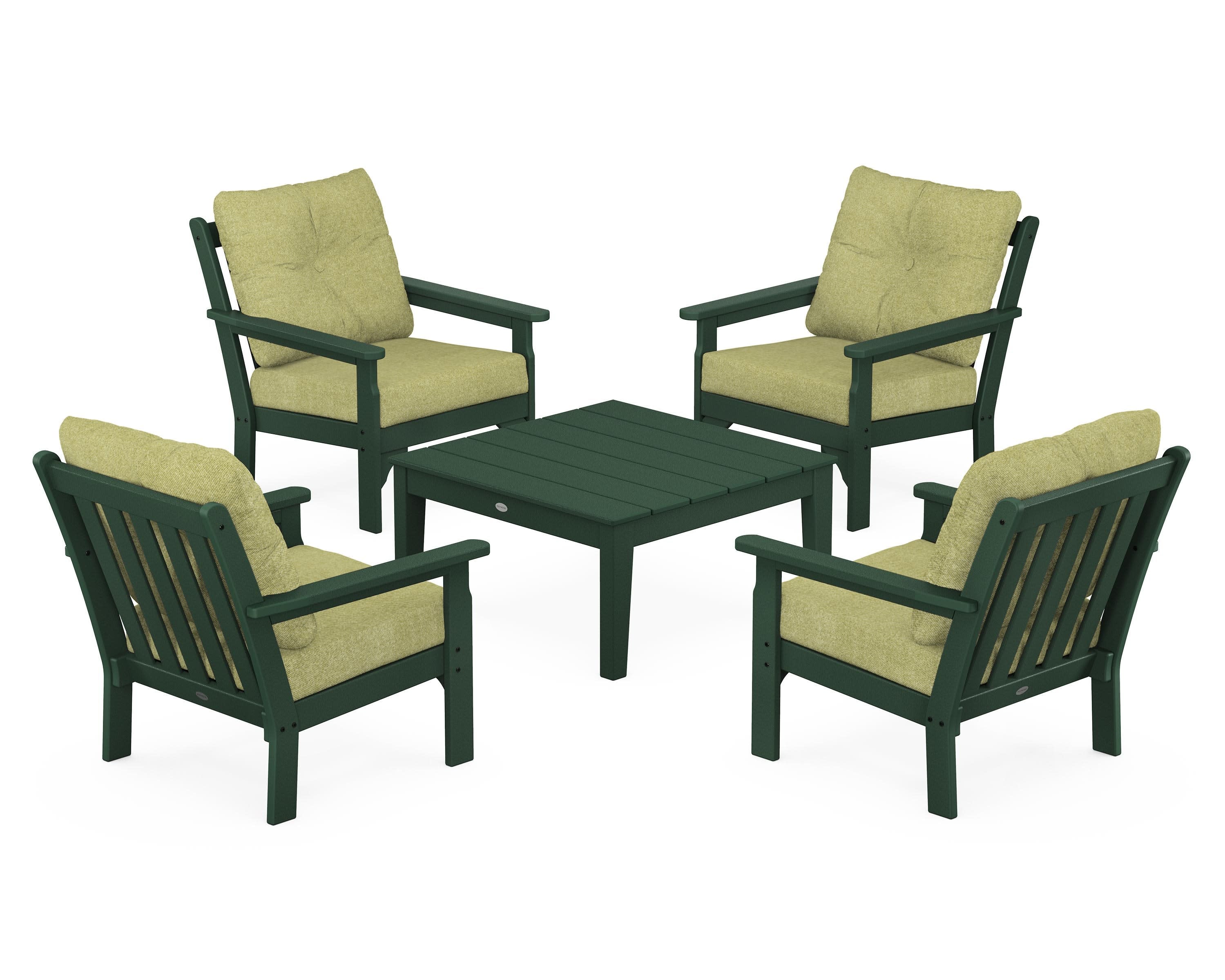 Vineyard 5-Piece Deep Seating Conversation Set in Green / Chartreuse Boucle
