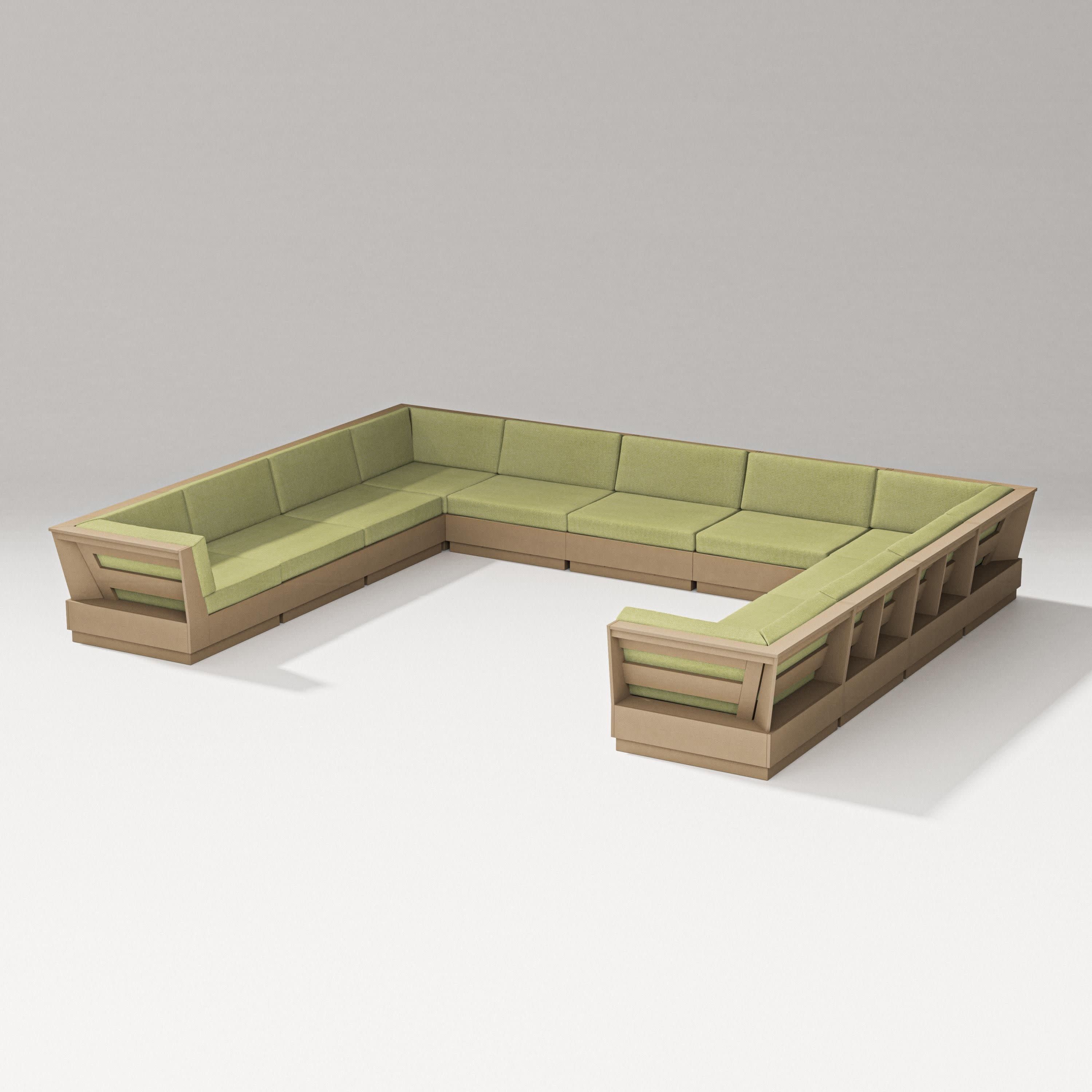 Elevate Large U-Shaped Sectional in Vintage Sahara / Chartreuse Boucle