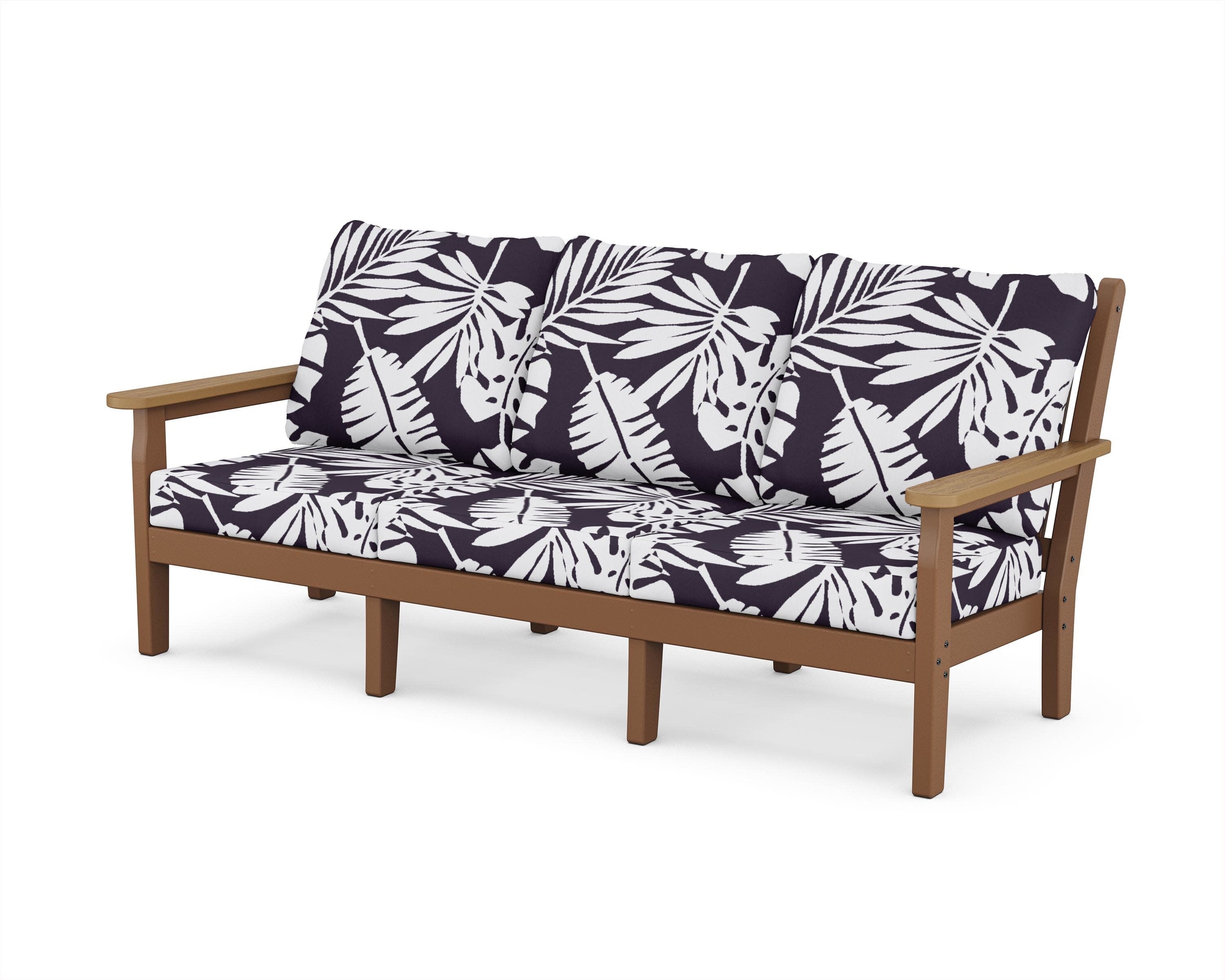 Chippendale Deep Seating Sofa in Teak / Natural / Leaf Navy