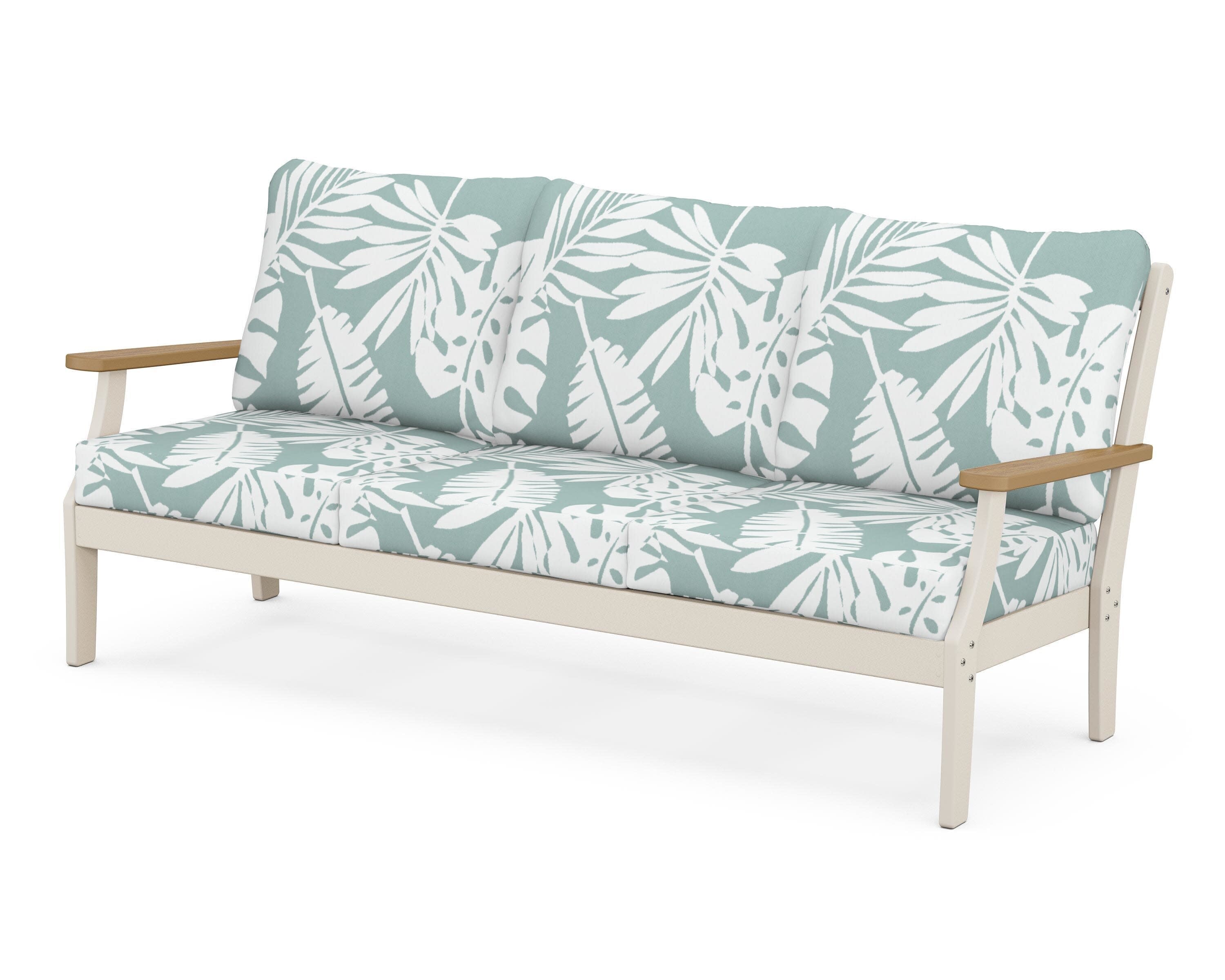Braxton Deep Seating Sofa in Sand / Natural / Leaf Glacier Spa