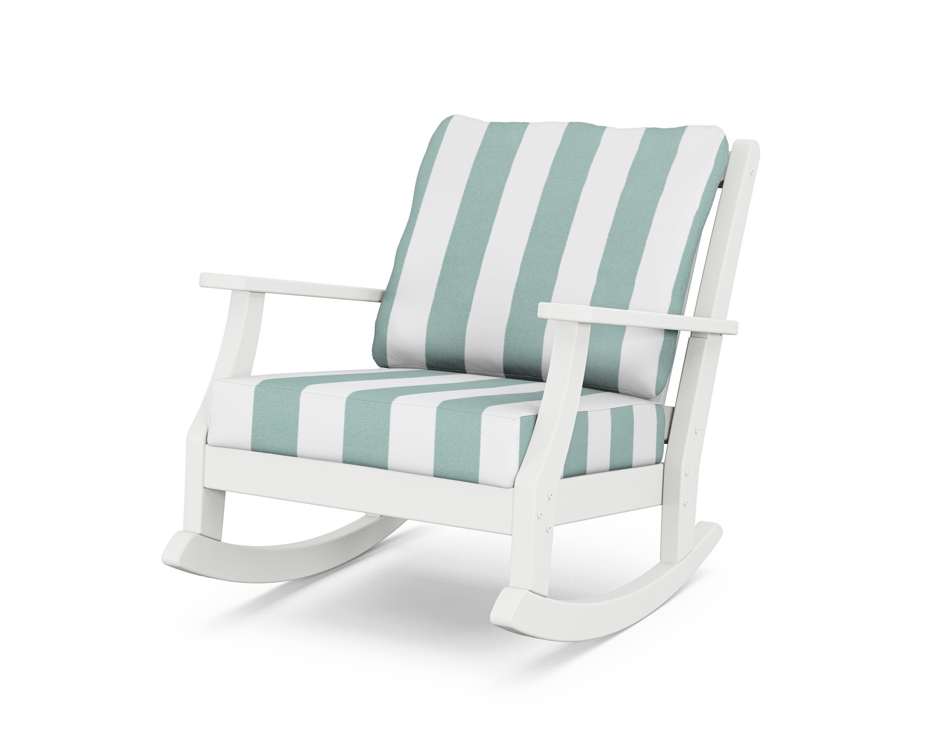 Wovendale Deep Seating Rocking Chair in White / Cabana Stripe Glacier Spa