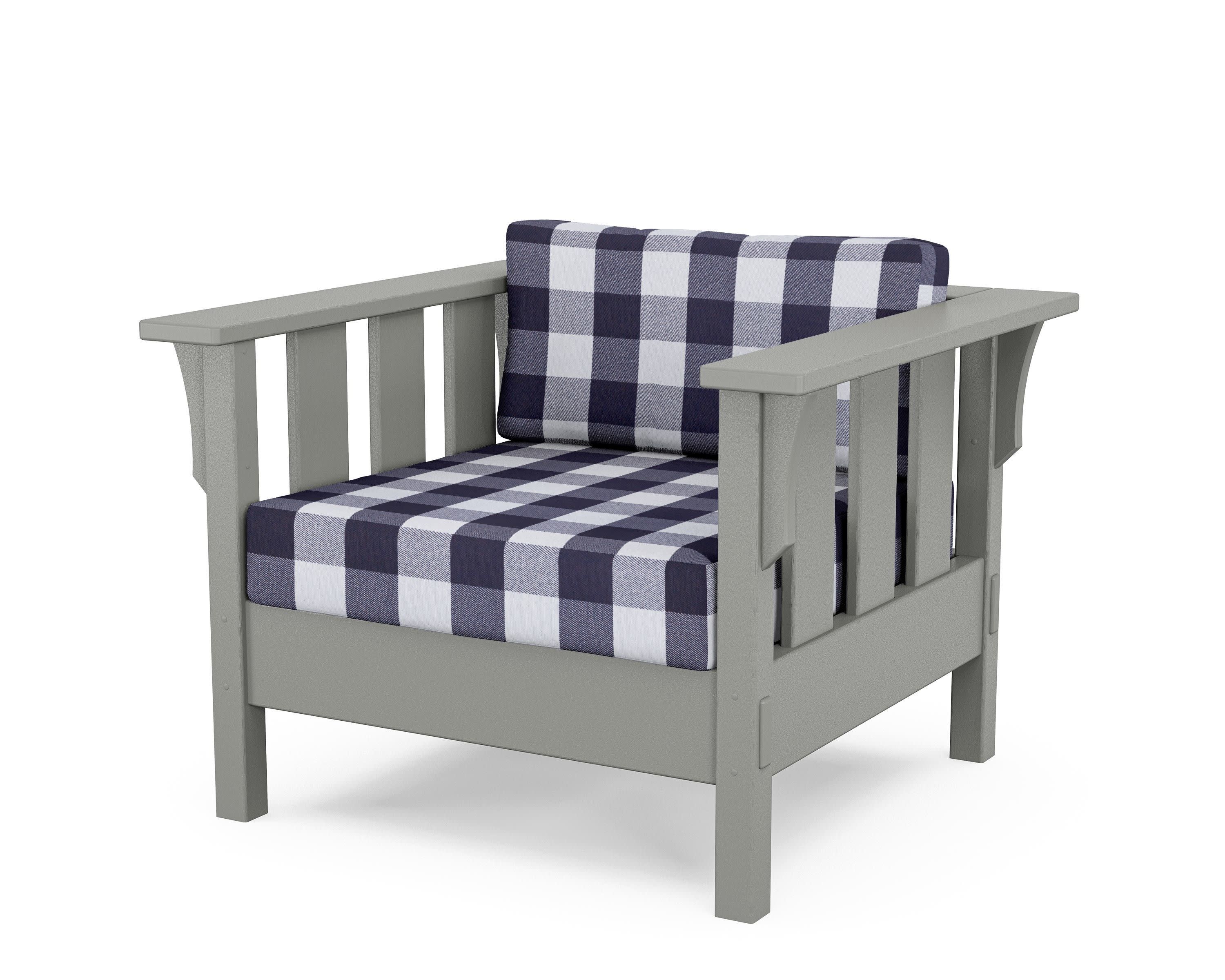 Acadia Deep Seating Chair in Slate Grey / Buffalo Plaid Navy