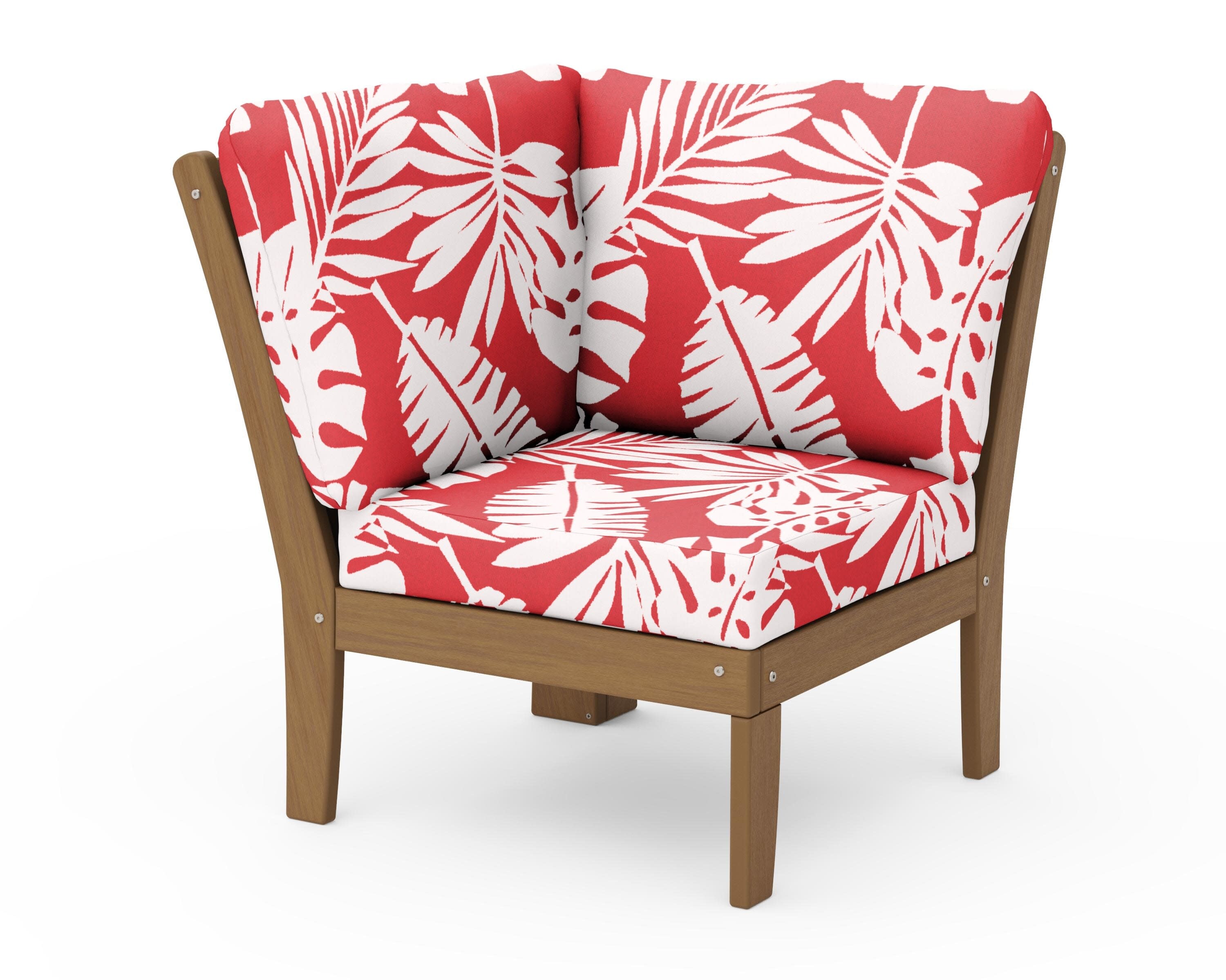 Braxton Modular Corner Chair in Natural / Leaf Crimson