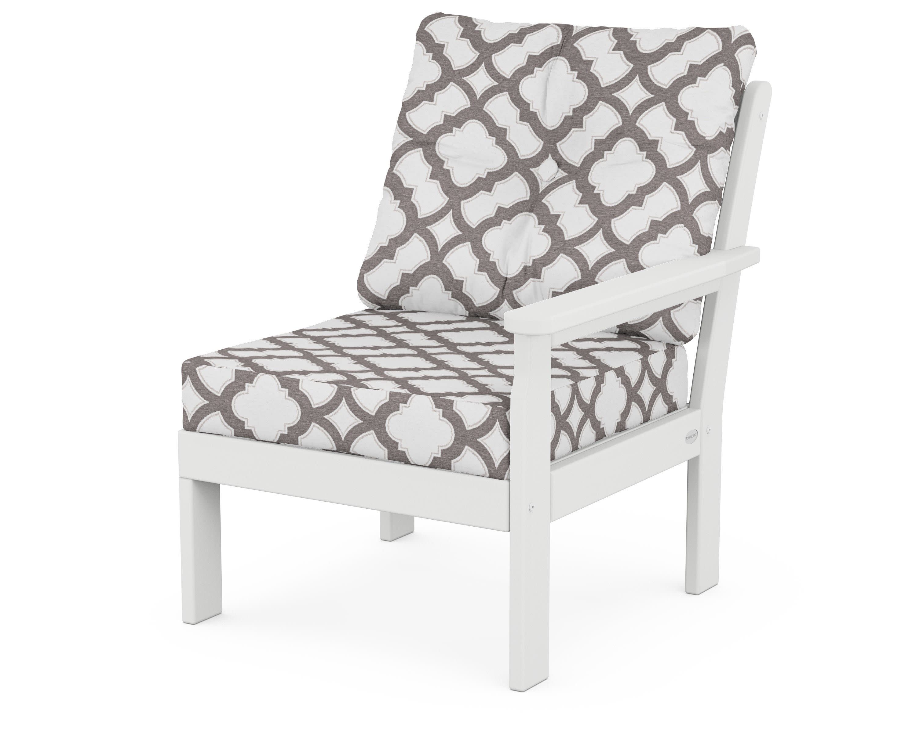 Vineyard Modular Right Arm Chair in White / Trellis Grey Mist