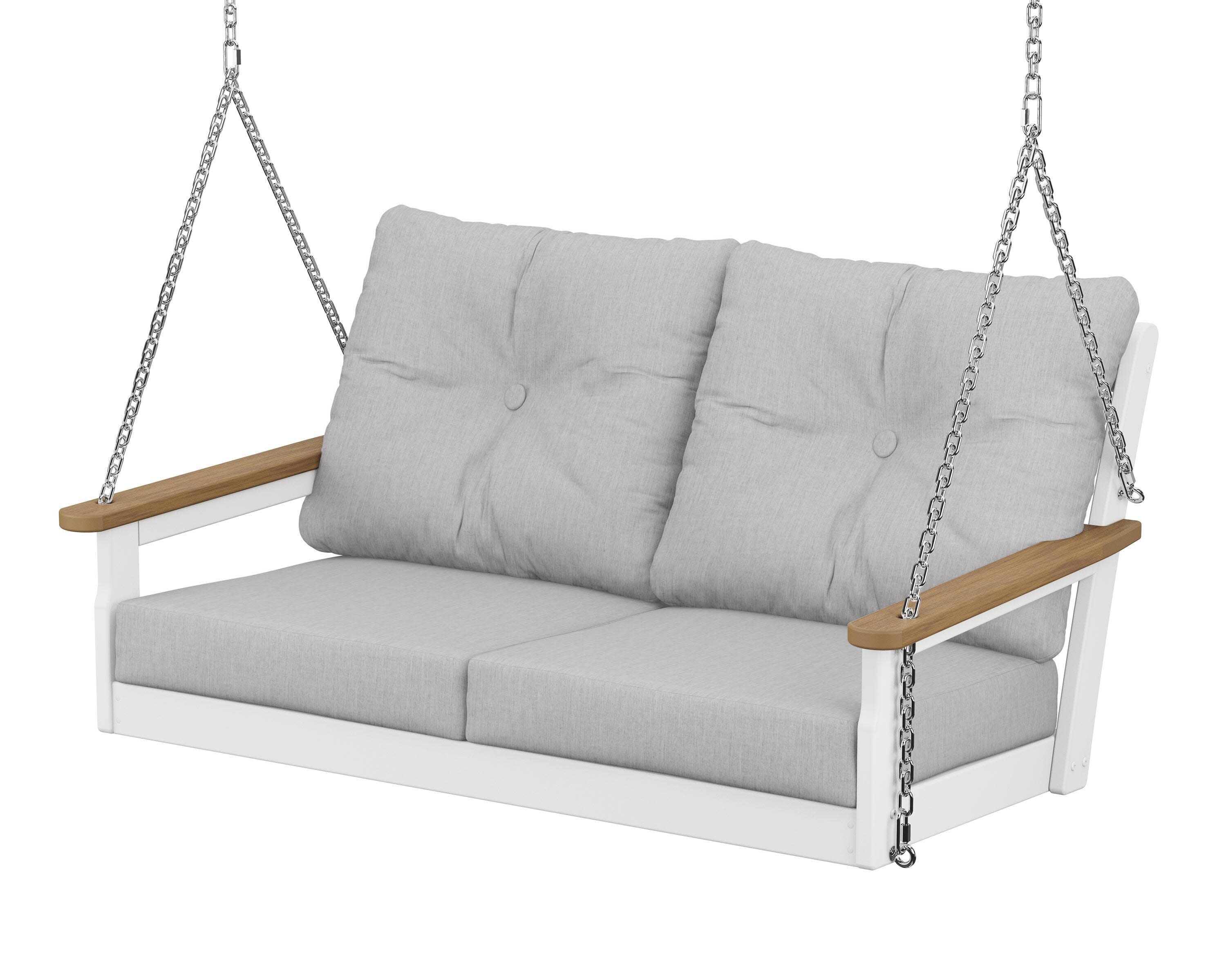 Vineyard Deep Seating Swing in White / Natural / Granite