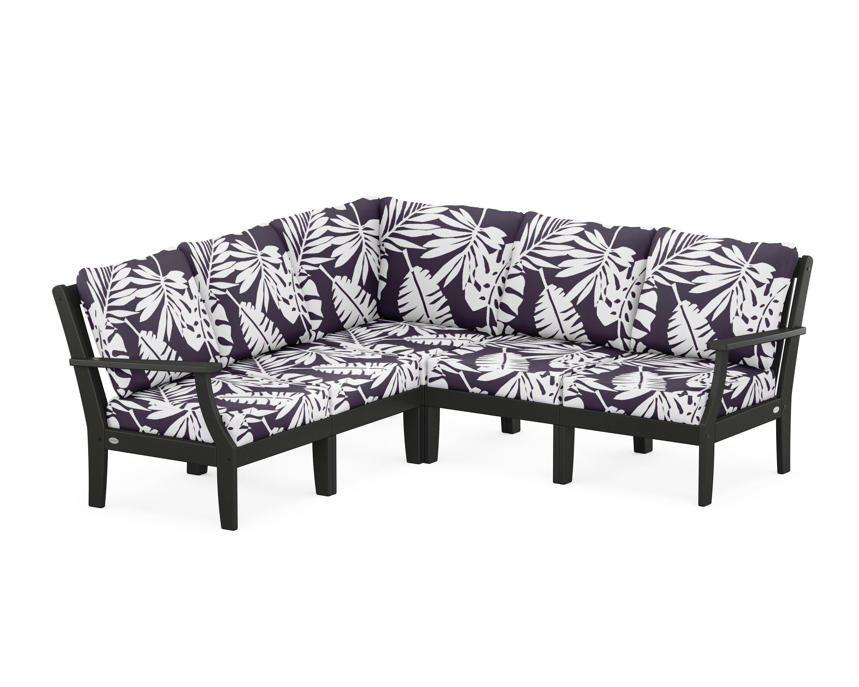 Braxton Modular 5-Piece Deep Seating Set in Black / Leaf Navy