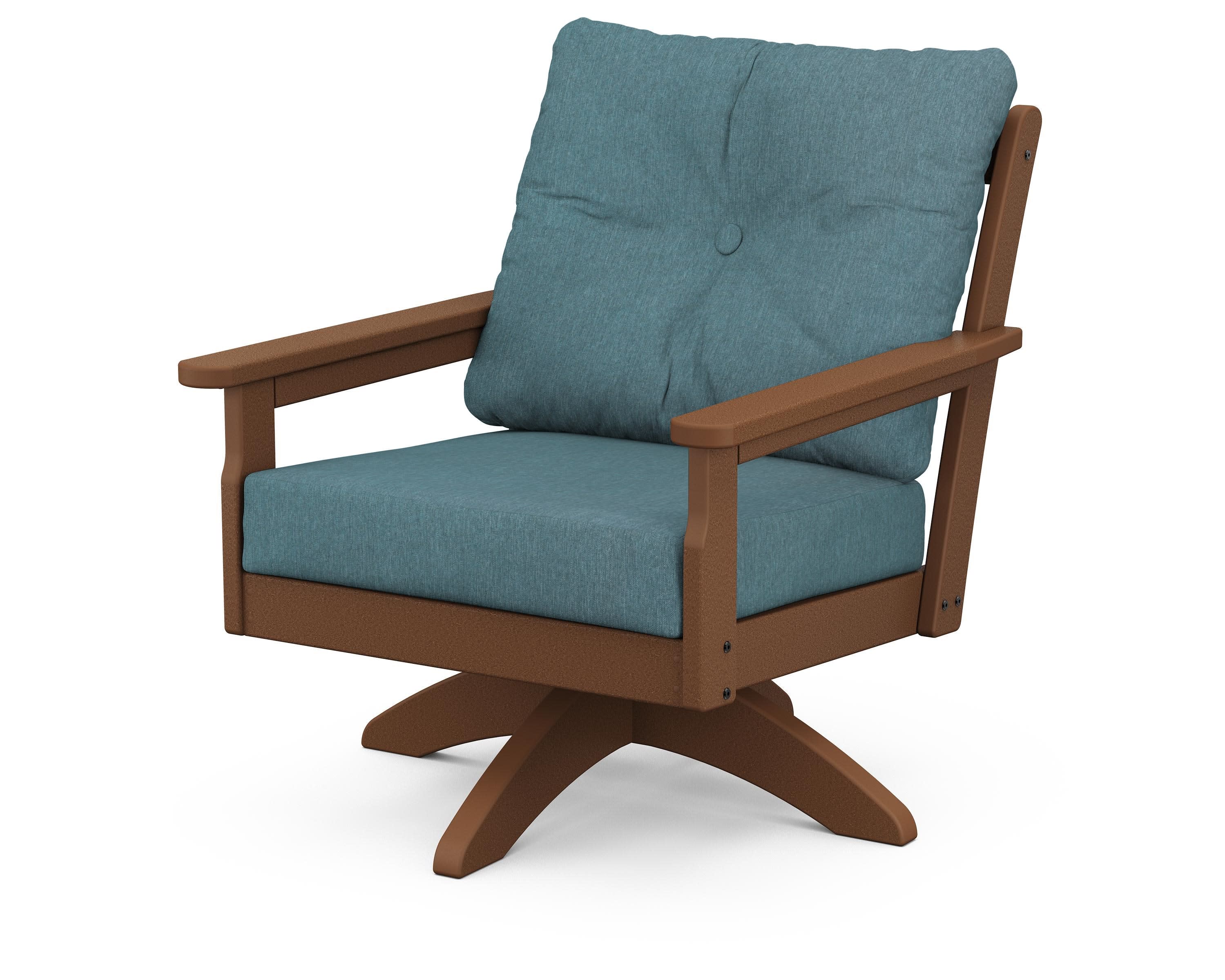Vineyard Deep Seating Swivel Chair in Teak / Ocean Teal