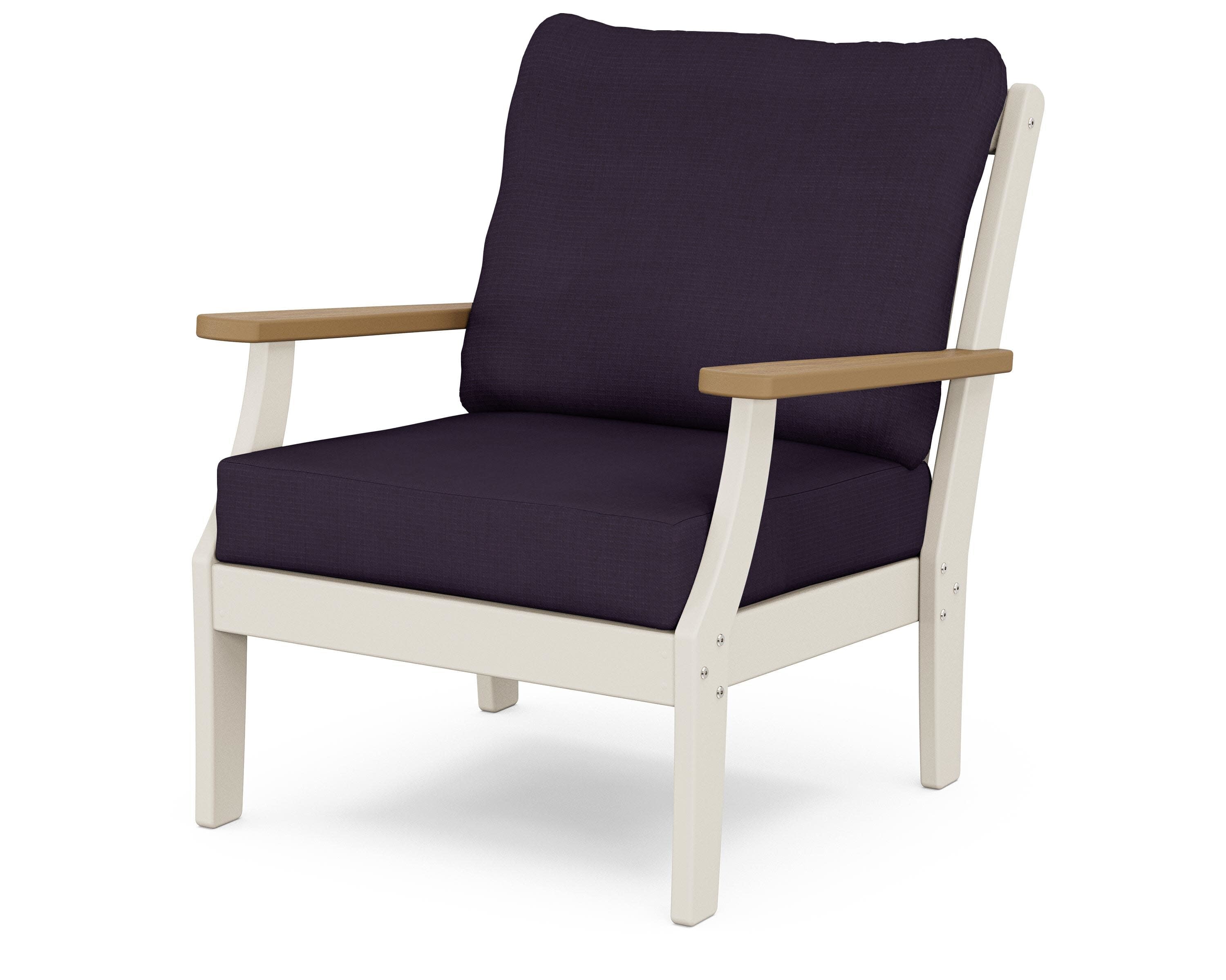 Braxton Deep Seating Chair in Sand / Natural / Navy Linen