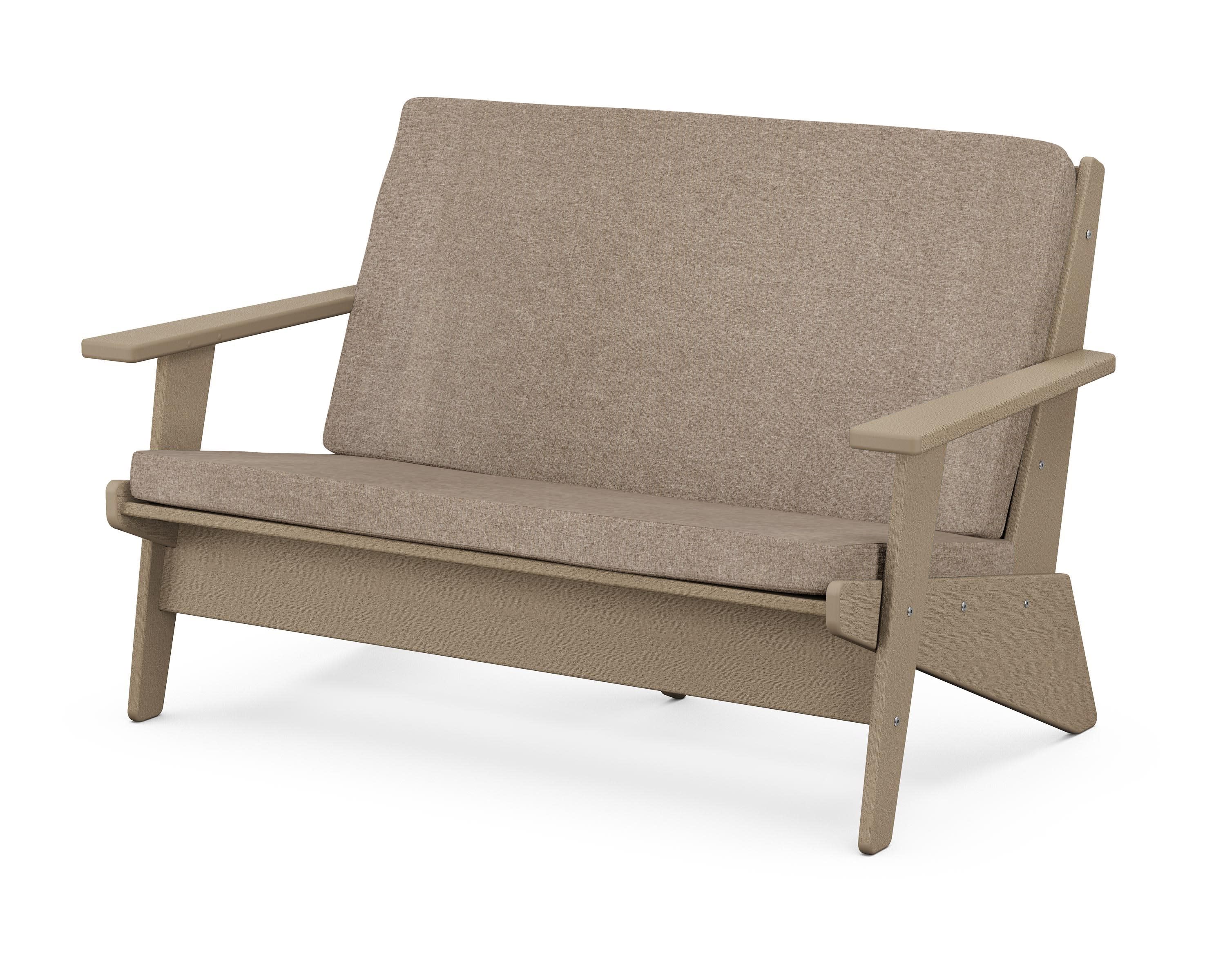 Riviera Modern Lounge Loveseat in Vintage Sahara / Spiced Burlap