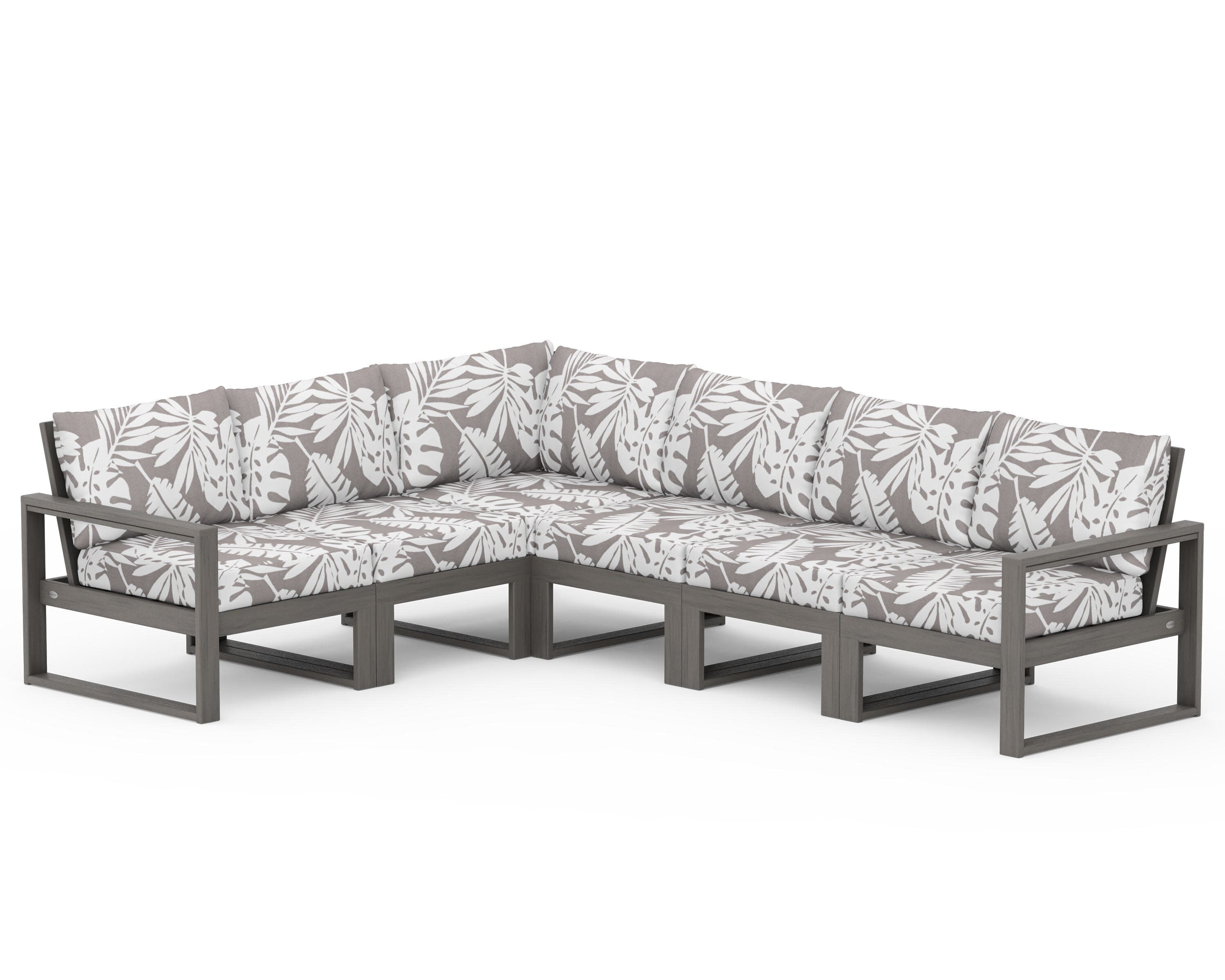 EDGE 6-Piece Modular Deep Seating Set in Driftwood / Leaf Grey Mist