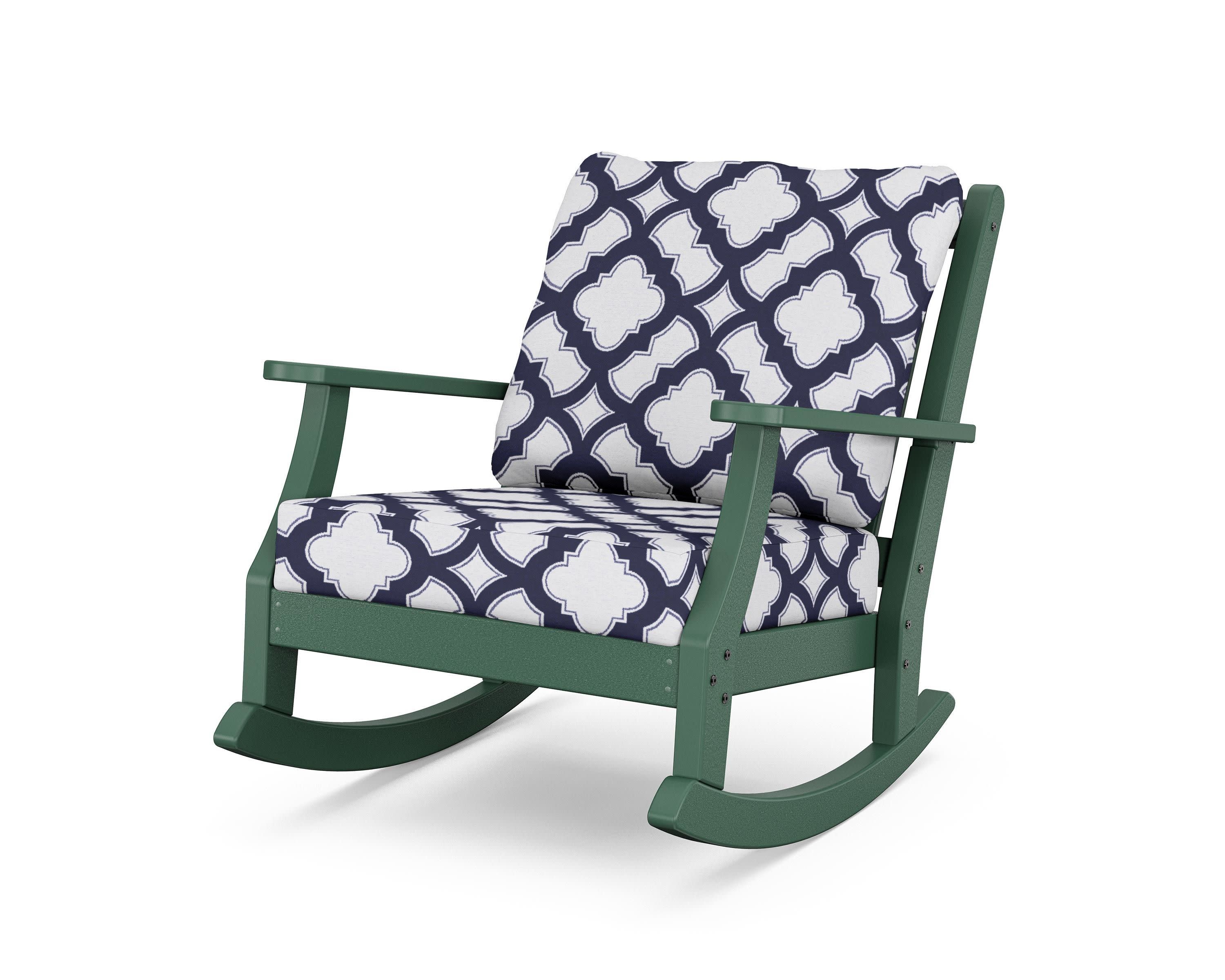 Wovendale Deep Seating Rocking Chair in Green / Trellis Navy